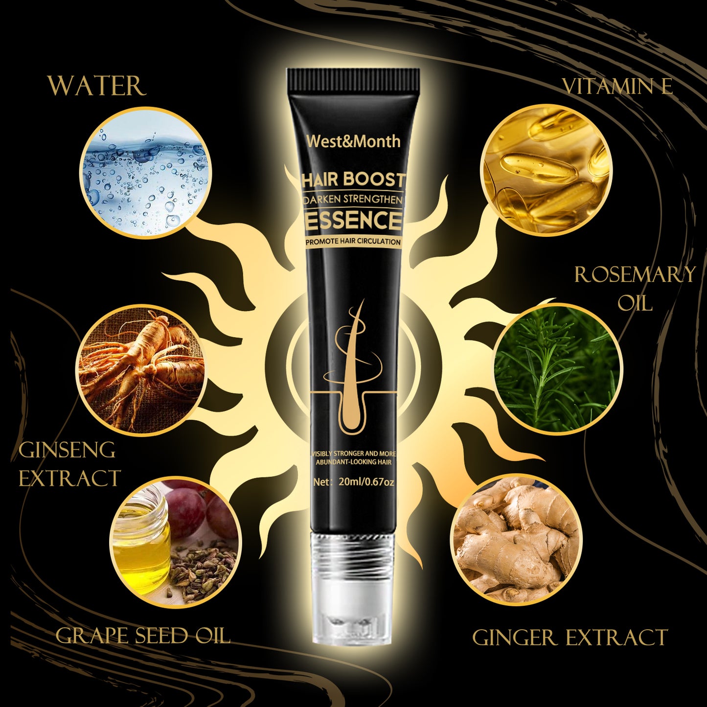 Fifuroes Hair Boost Darken Strengthen Essence, Scalp Massage Moisturizing Hair Roots Thick Smooth Hair Care Ball