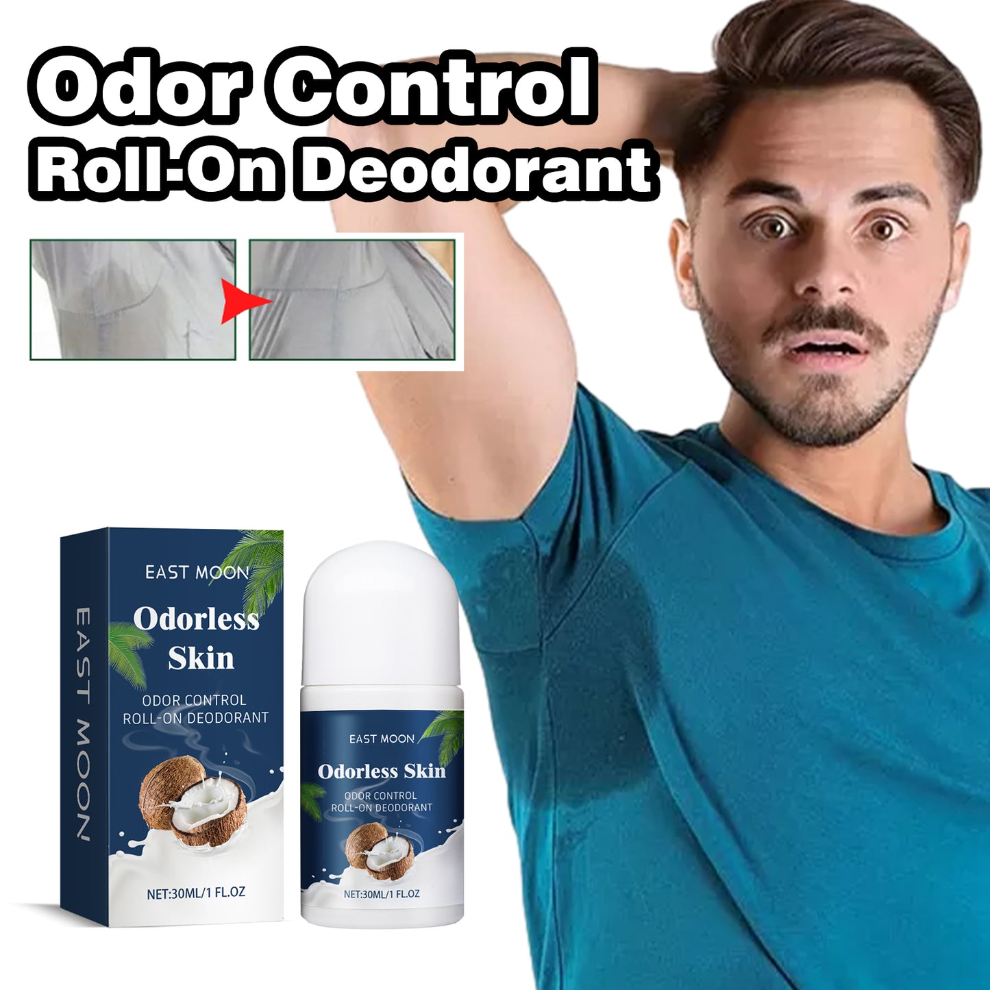 Fifuroes Coconut Vanilla Antiperspirant Beads, Deodorant Under The Armpit Antiperspirant Deodorant Body Lasting Dry Stop Sweat Beads