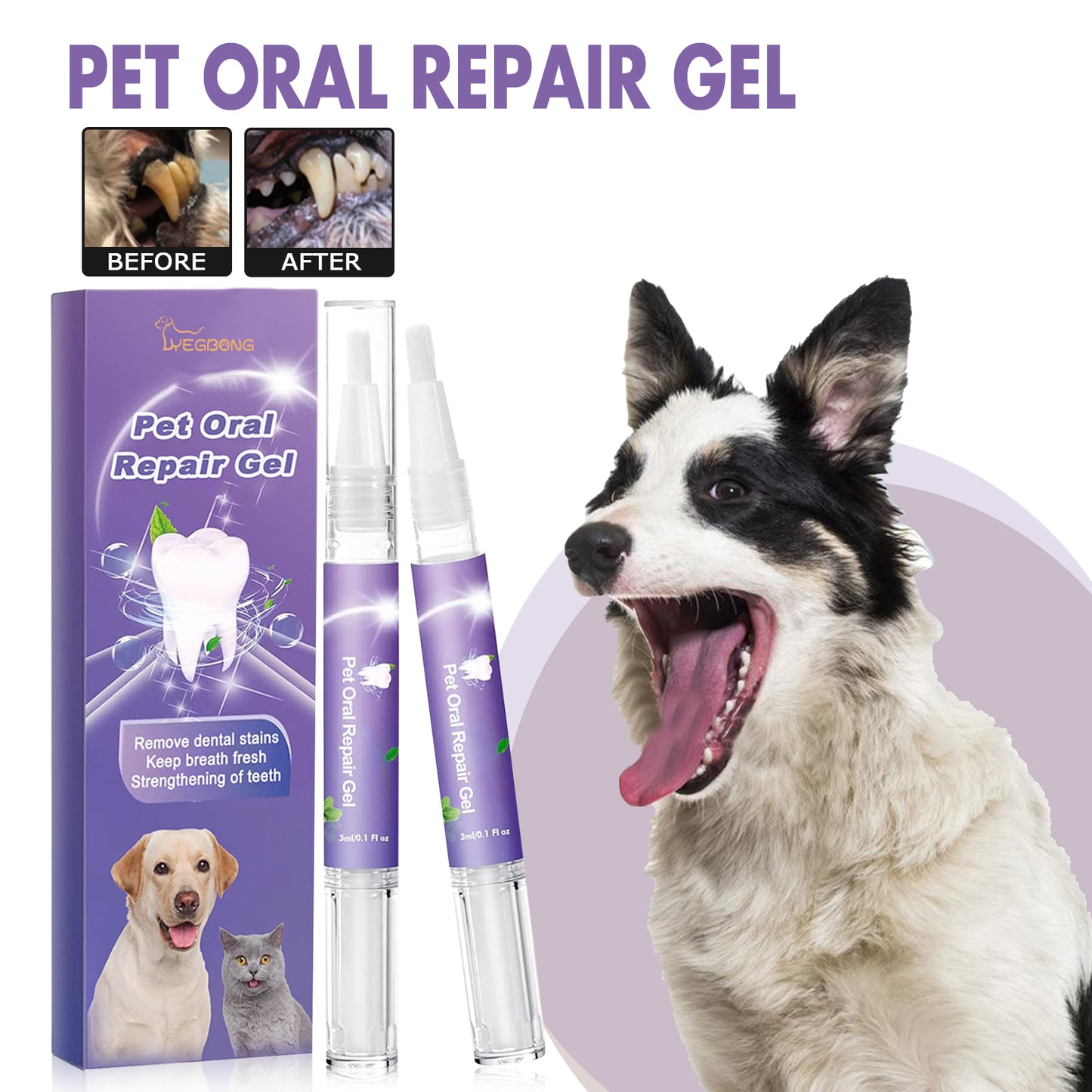 Fifuroes Pet Oral Repair Gel, Deep Cleaning Dog And Cat Tooth Stains Oral Cleaning Care