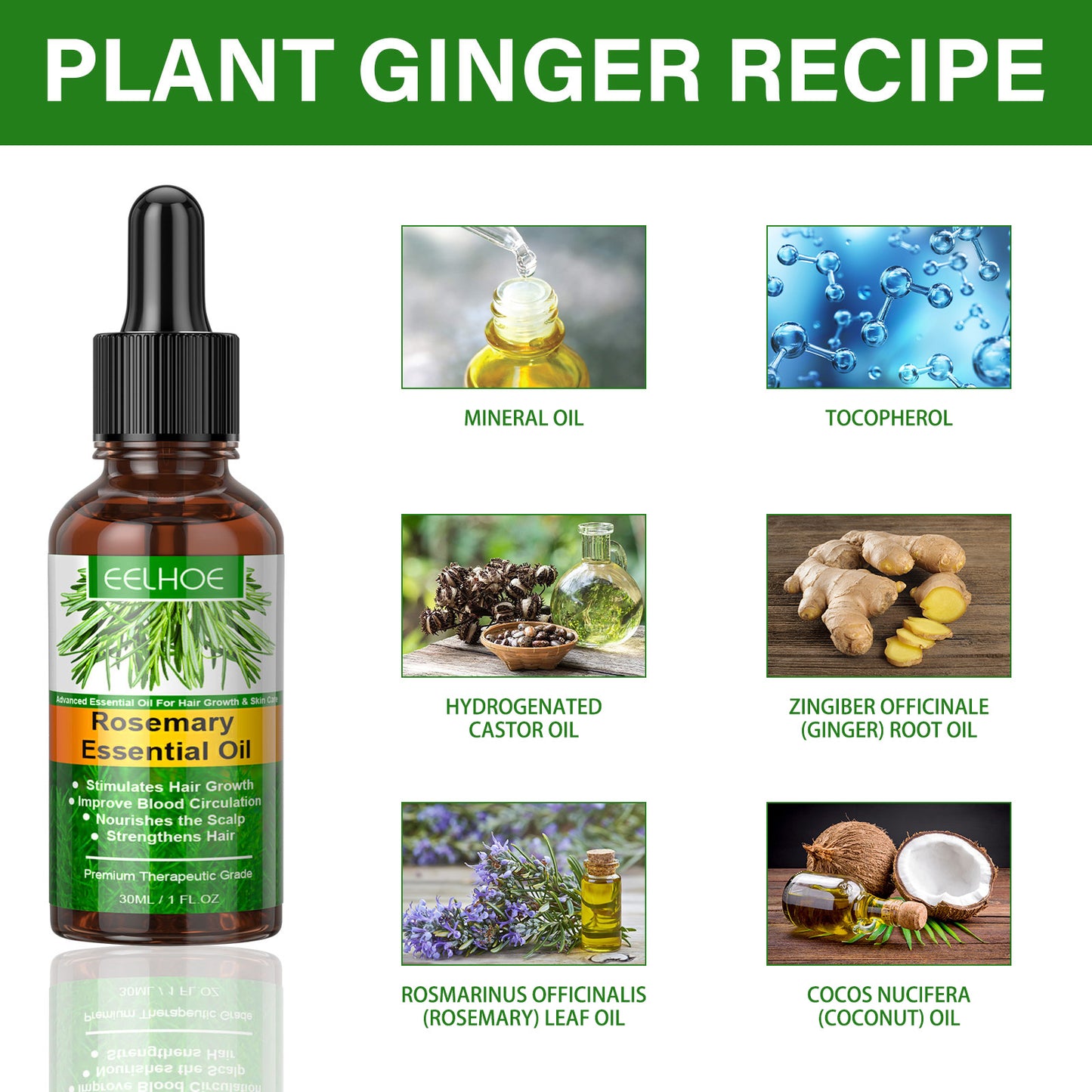 Fifuroes Rosemary Hair Essential Oil Gentle Scalp Care Soft Shine Natural Fluffy Hair Essential Oil