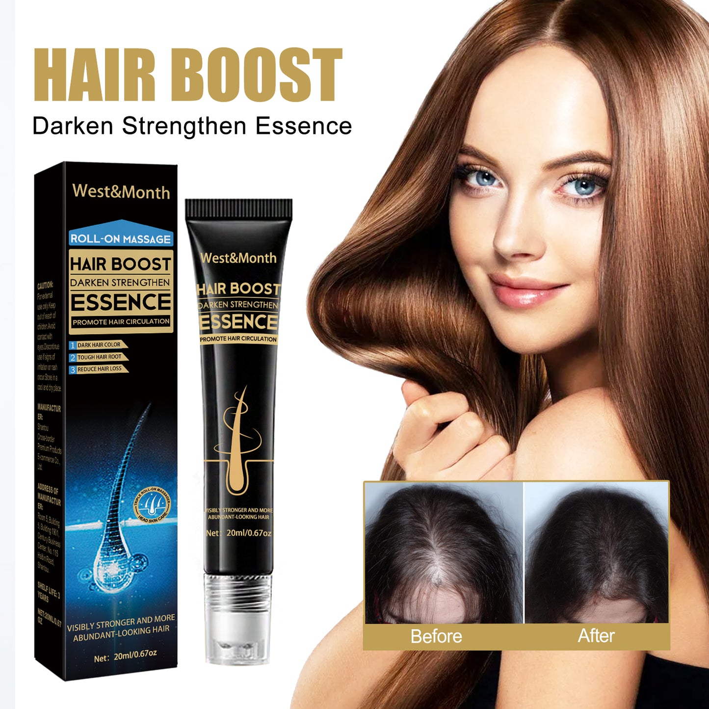 Fifuroes Hair Boost Darken Strengthen Essence, Scalp Massage Moisturizing Hair Roots Thick Smooth Hair Care Ball