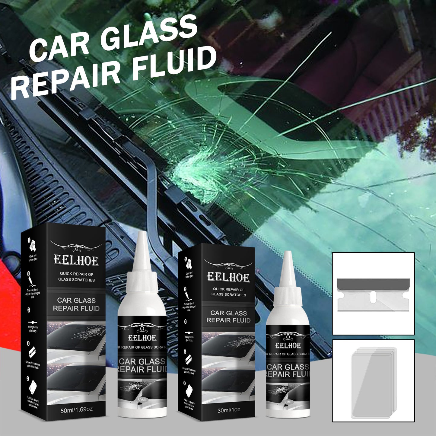 Fifuroes Automotive Glass Repair Adhesive, Windshield Crack Repair Adhesive Repair Adhesive Glass Repair Adhesive