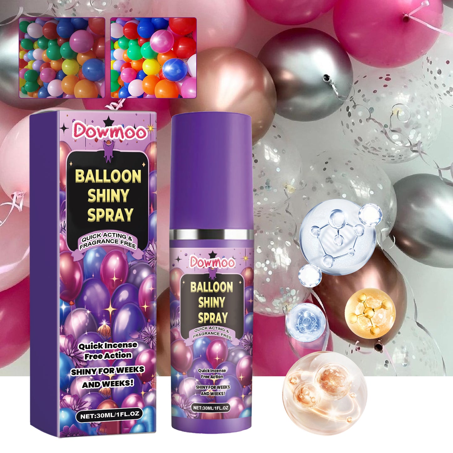 Dowmoo Balloon Atmosphere Gloss Spray, Balloon Surface Texture Gloss Anti-Oxidation Lasting Shine Spray