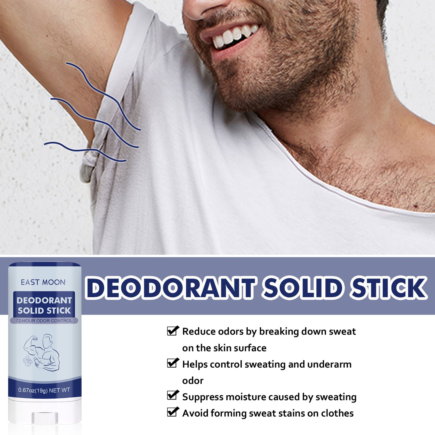 Fifuroes Men's Treatment Stick For Armpit Odor Cleaning Armpit Dry Long-Lasting Fragrance Portable Deodorant Stick