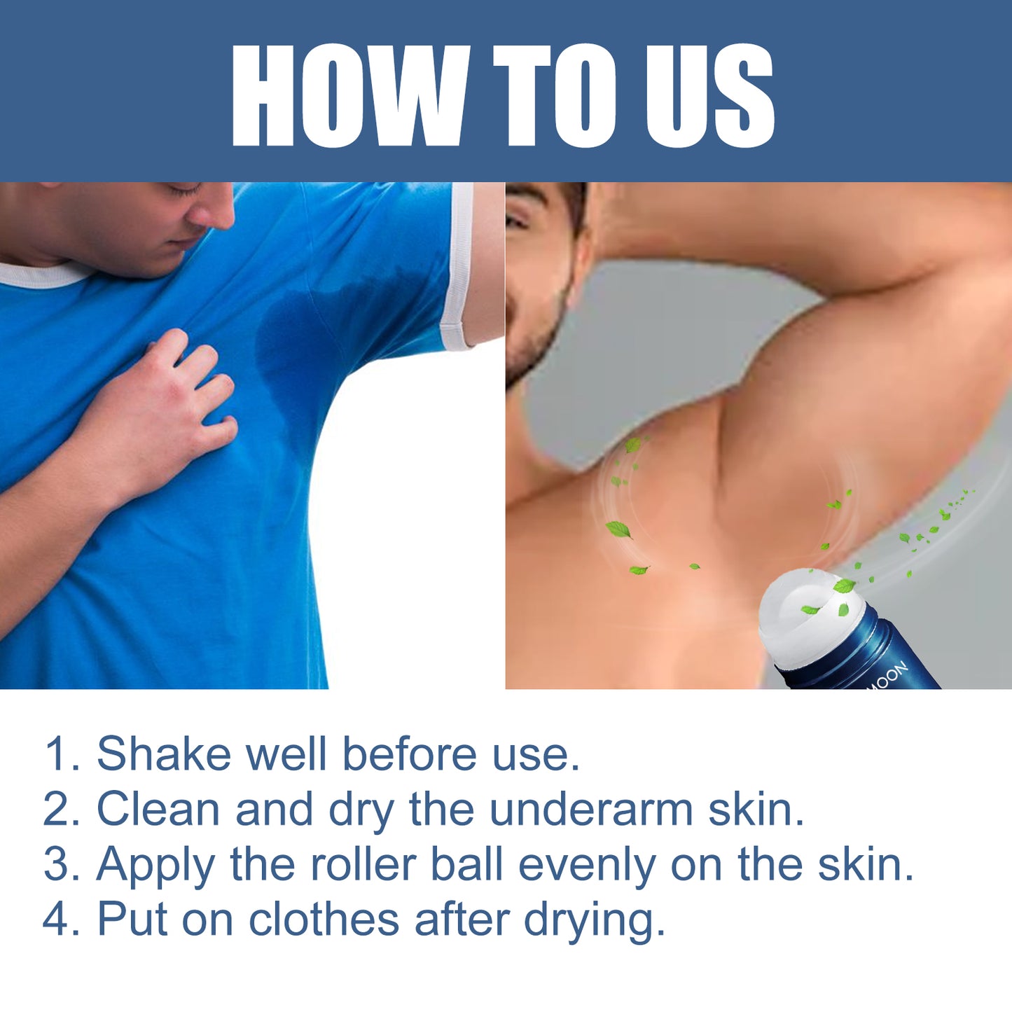Fifuroes Sweat Control Deodorant Ball, Clean The Body Underarm Odor Sweat Odor Body Odor Dry Lasting Care