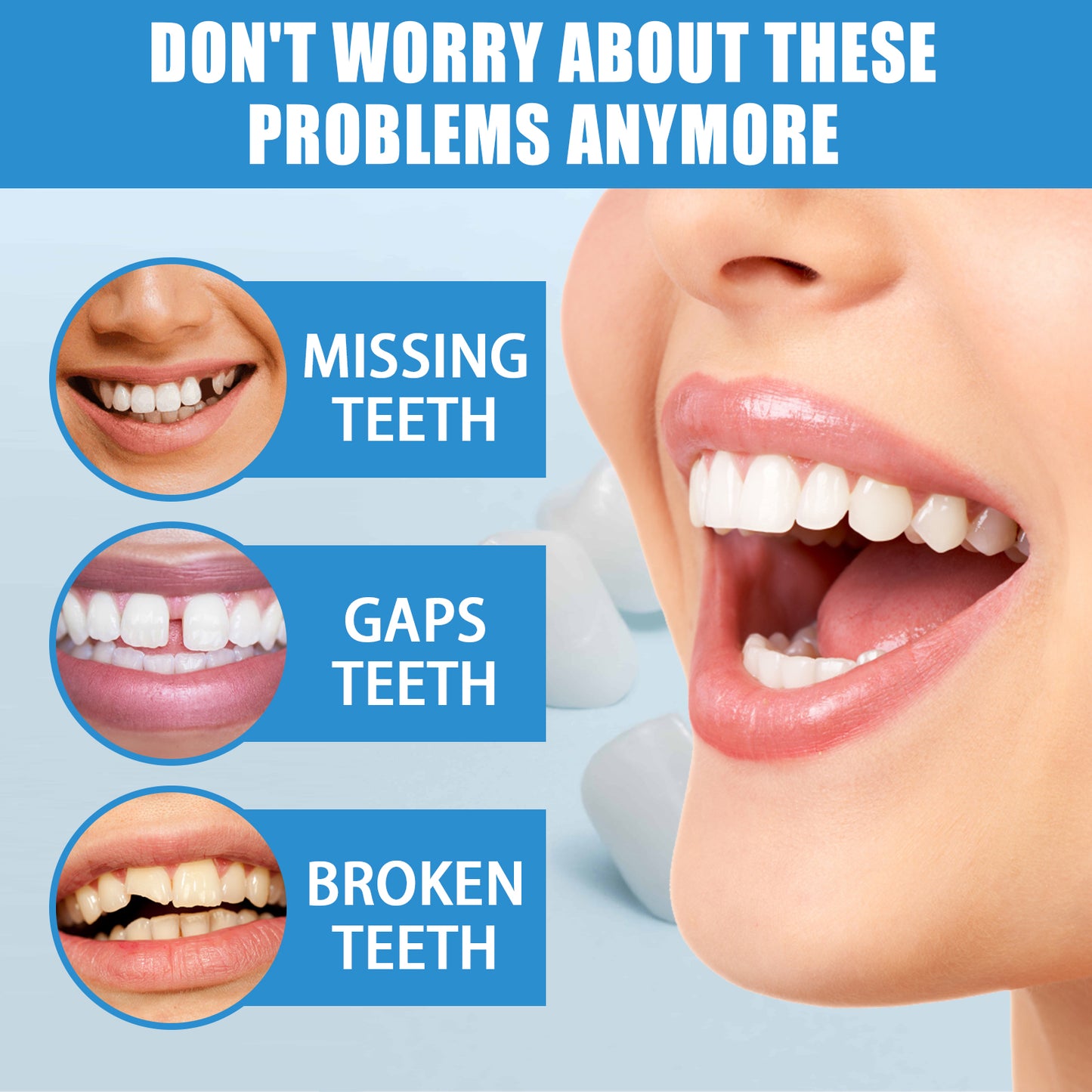 Fifuroes Moldable False Teeth, Film And Television Makeup Dentures Modified Dentures False Dentures Broken Teeth Temporary Dentures