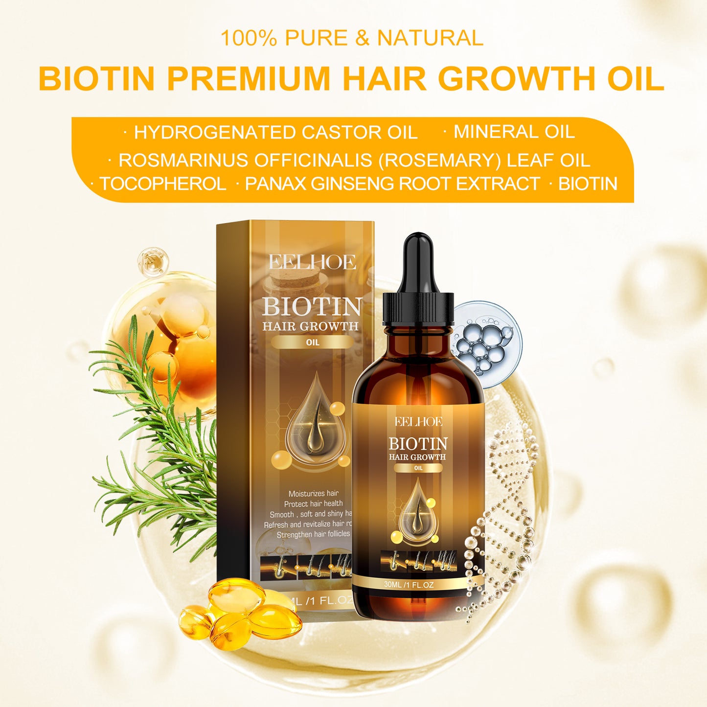 Fifuroes Biotin Hair Essential Oil Deeply Moisturizes And Improves Scalp Massage Treatment Soft Hair Essential Oil
