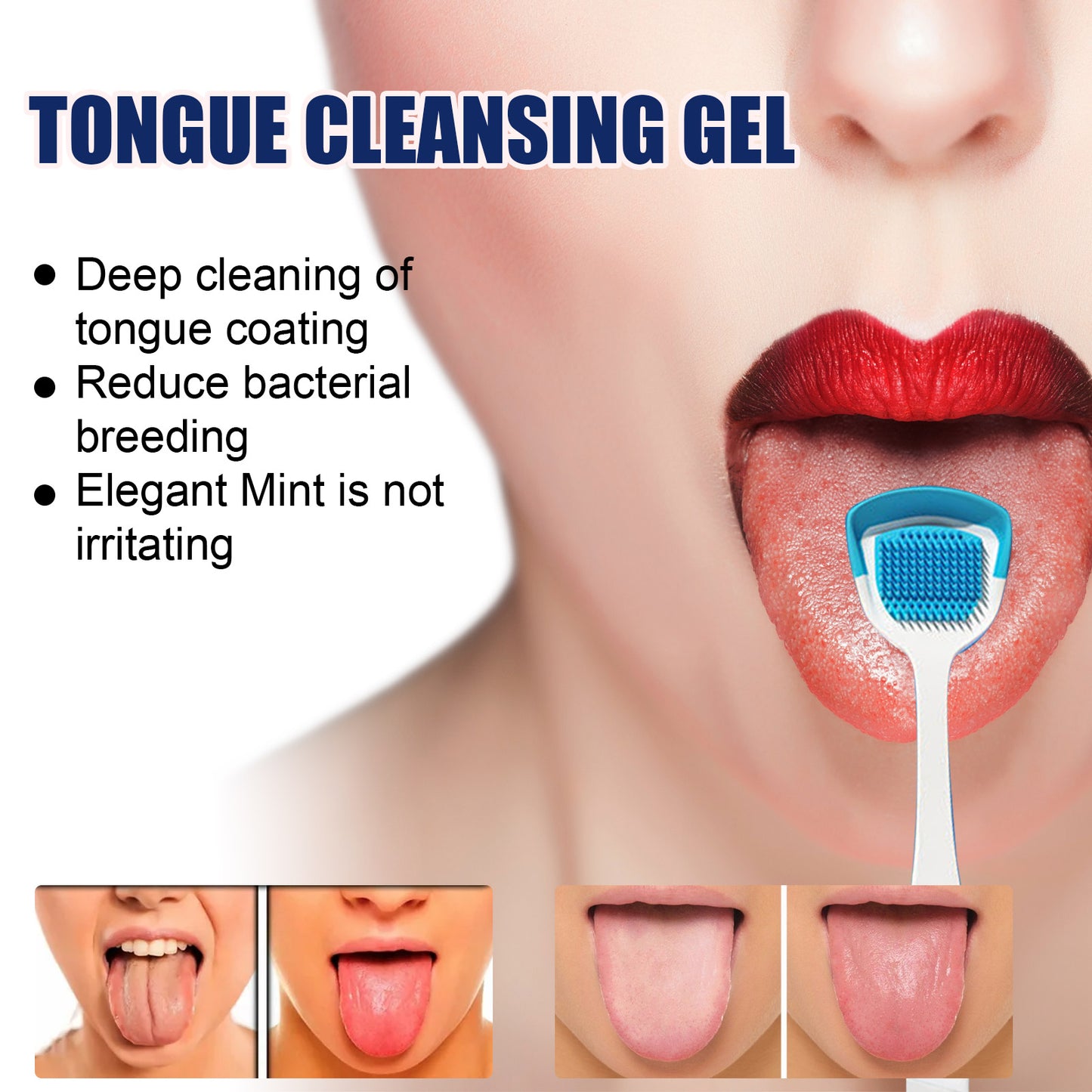 Fifuroes Tongue Coating Cleansing Gel, Tongue Coating Cleansing Oral Care Removes Bad Breath And Freshens Breath Gel With Brush