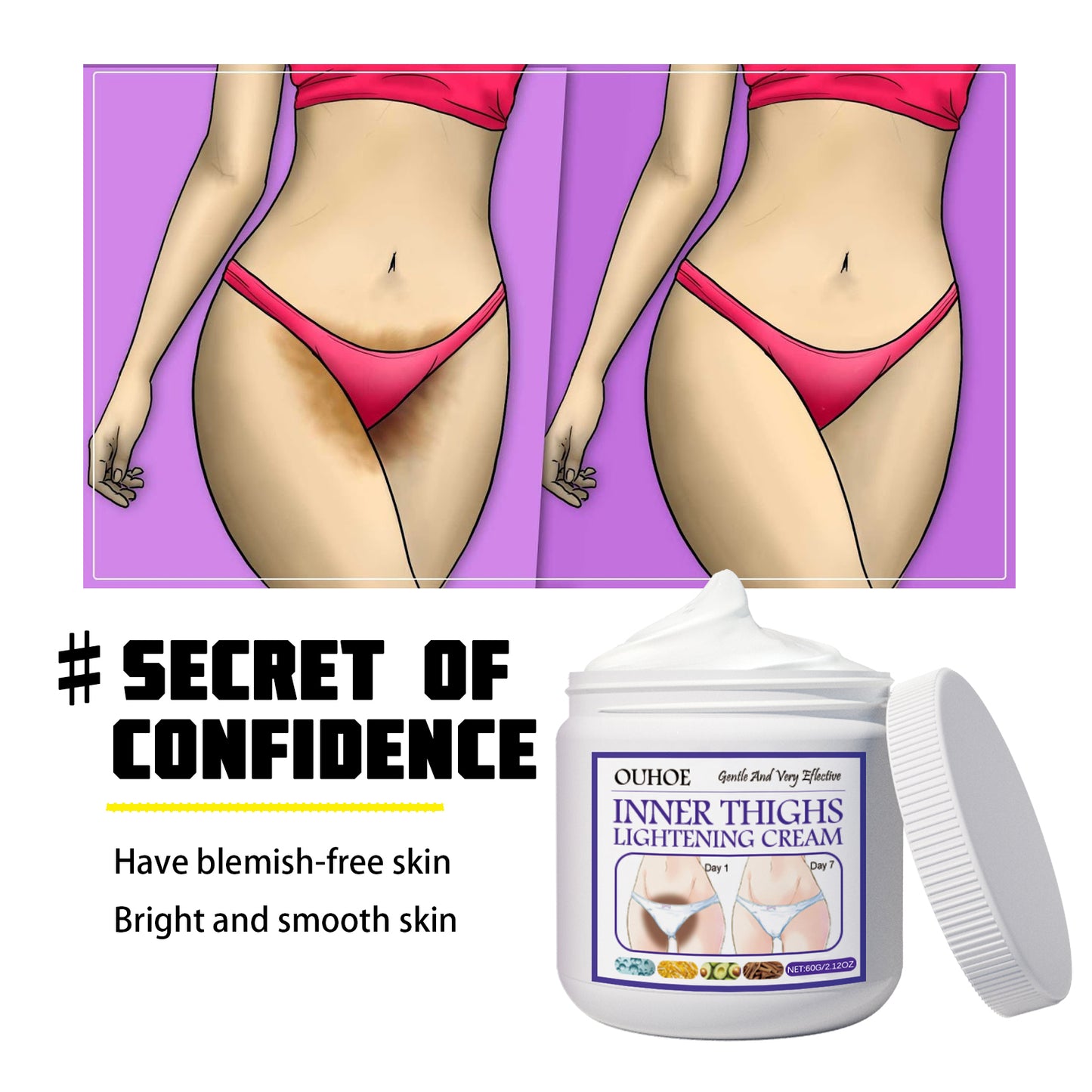 FifuroesThigh Beauty Cream, Brightening Inner Thighs, Hydrating And Moisturizing Skin, Cleansing And Caring Leg Beauty Cream
