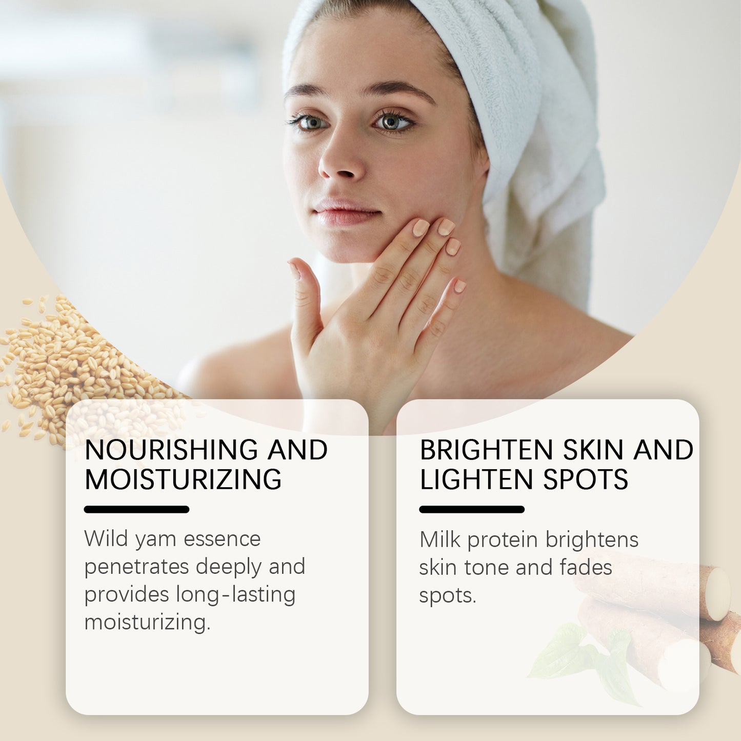 Fifuroes Wild Yam Moisturizing Skin Care Set, Hydrating And Moisturizing Skin Care Cream Lotion Refreshing And Non-Greasy