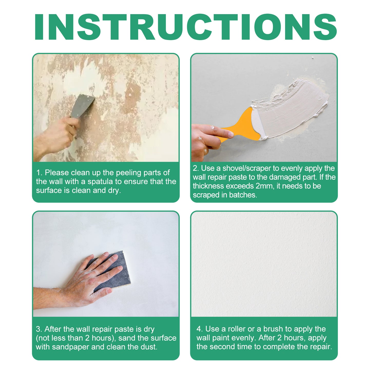 Fifuroes Wall Repair Paste, Covering Stain Repair Agent Wall Paint Off Moisture Proof Wall Paint Crack Repair Plaster