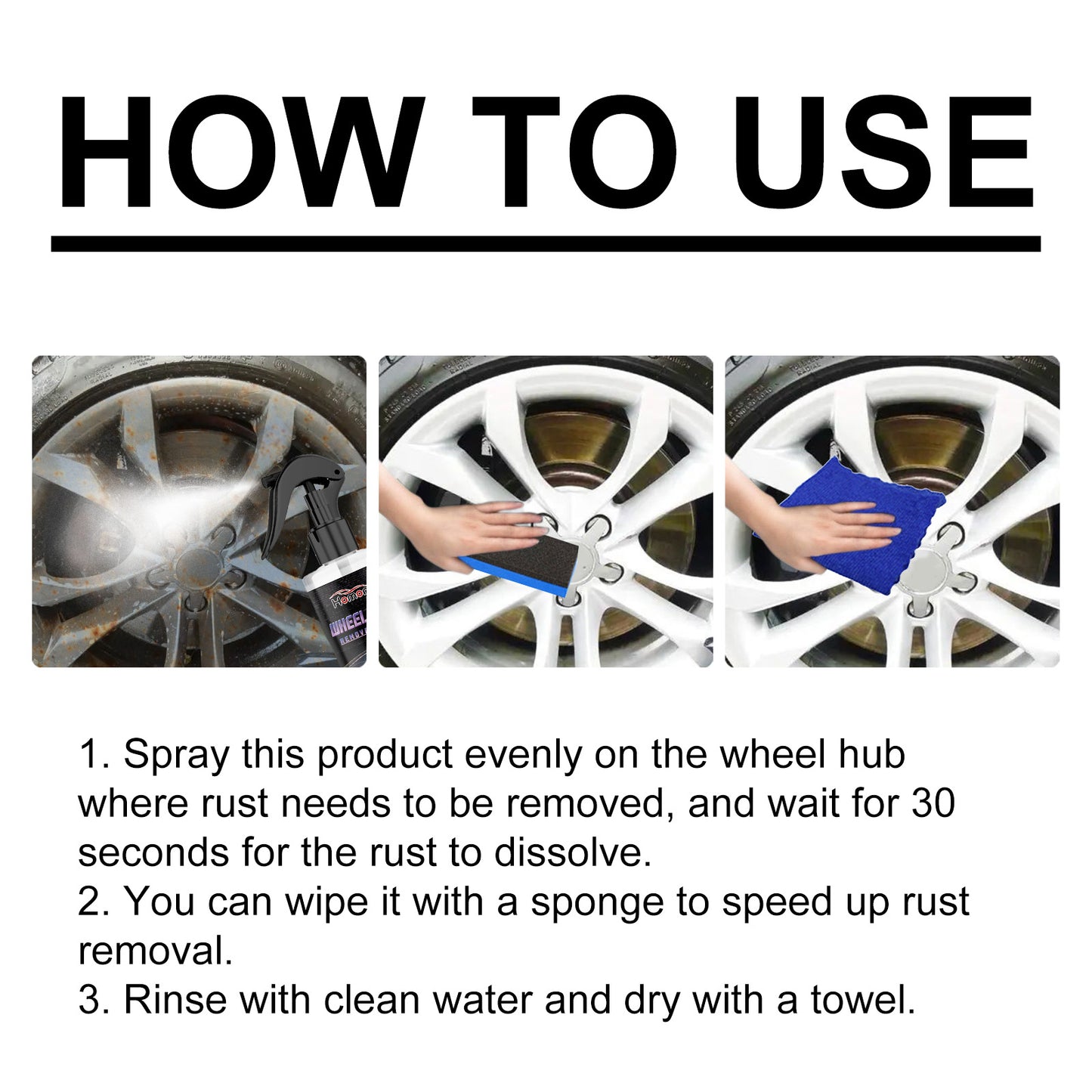 Fifuroes Wheel Rust Removal Spray, Automobile Tire Wheel Rust Cleaning Rust Removal Renovation Decontamination Brightener