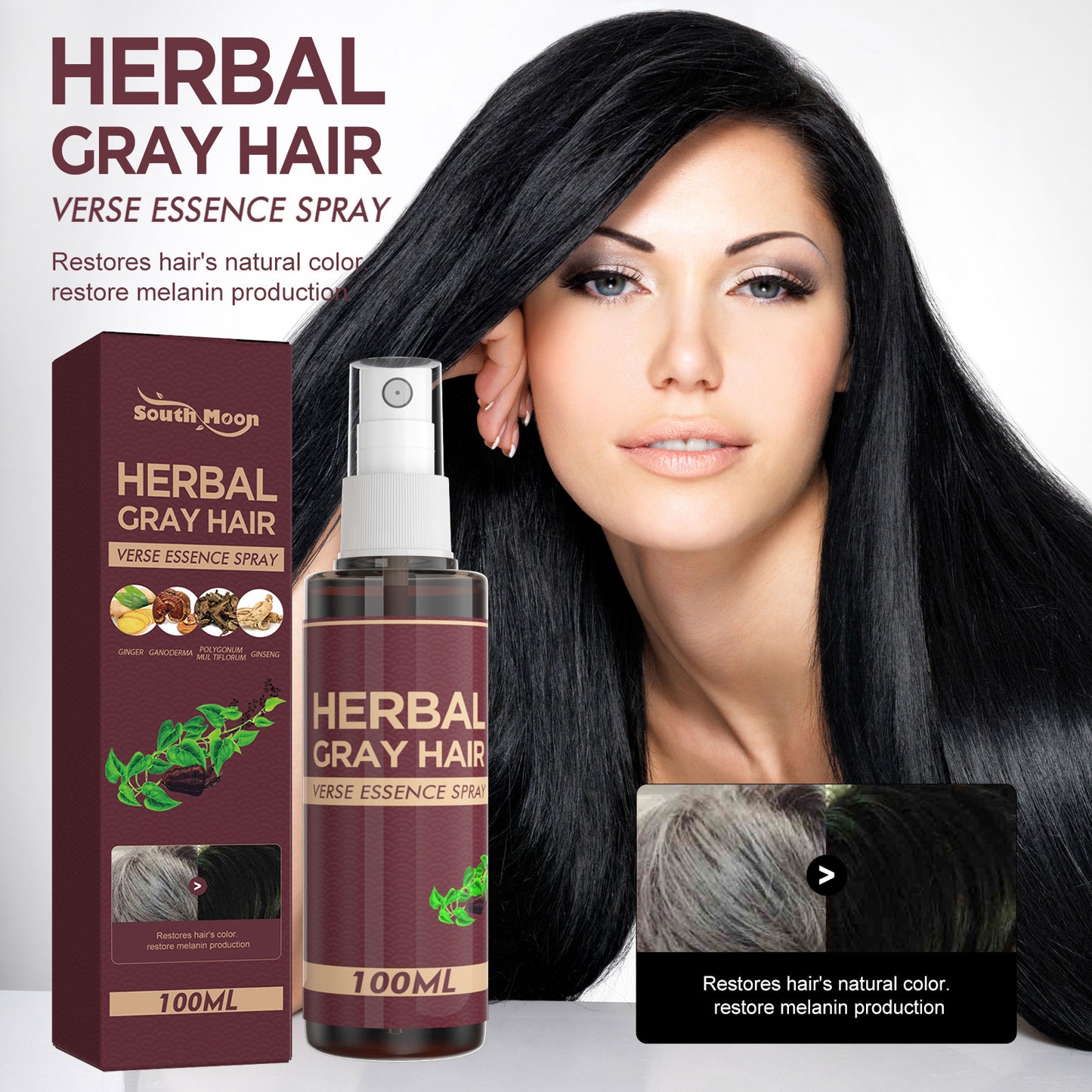 Fifuroes Herbal Black Hair Liquid Polygonum Multiflorum Herb Essence Moisturizing Black Hair Conditioner