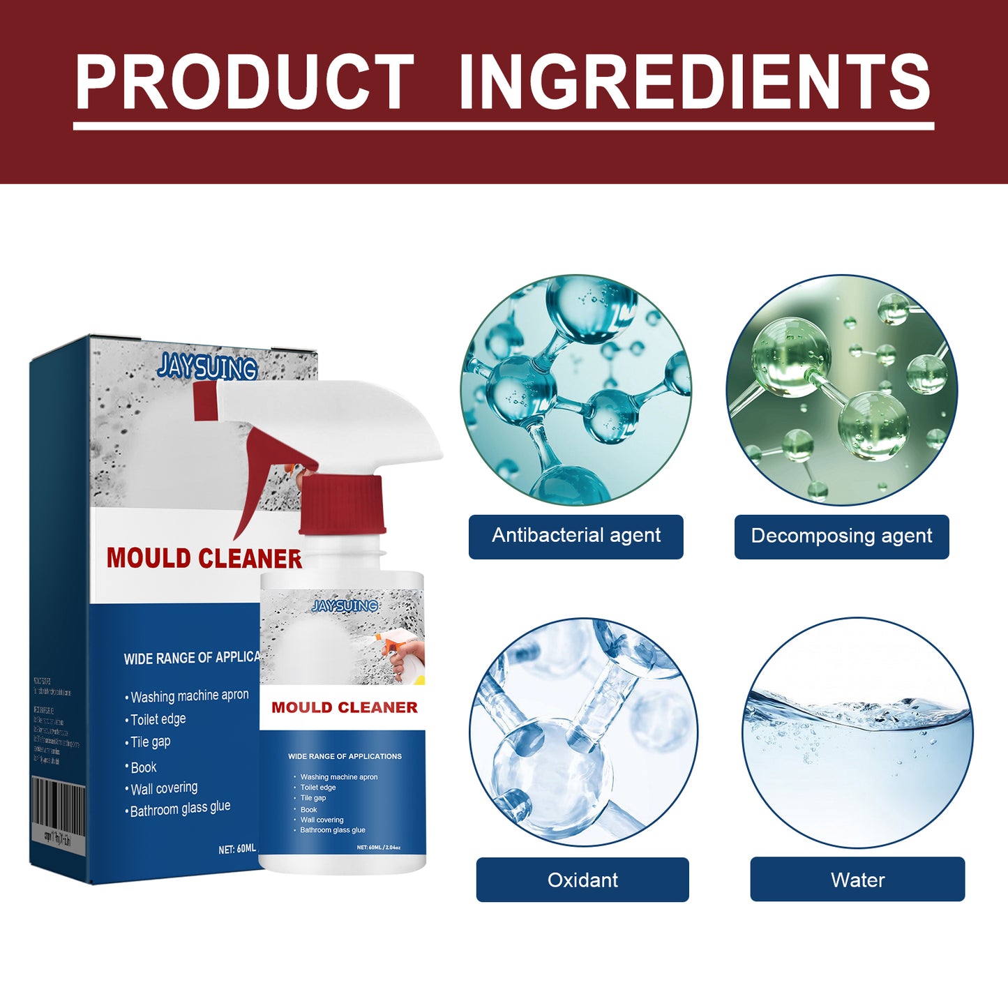 Fifuroes Mold Remover Spray, Ceiling Bathroom Tile Wall Multi-Effect Cleaning Decontamination And Mildew Removal Spray