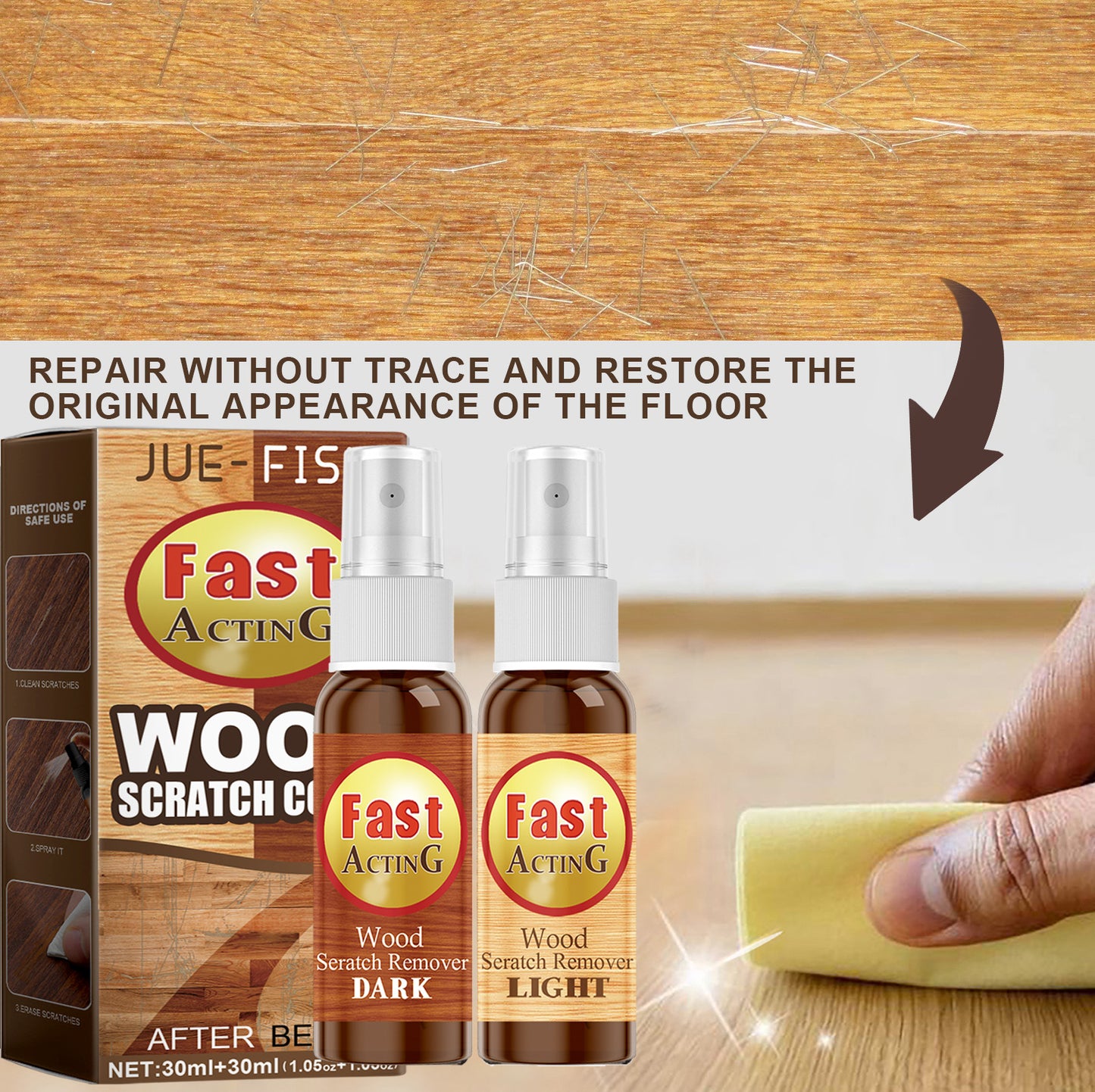 Fifuroes Wood Floor Scratch Repair Agent, Scratch Repair Spray Furniture Floor Renovation Repair Paint