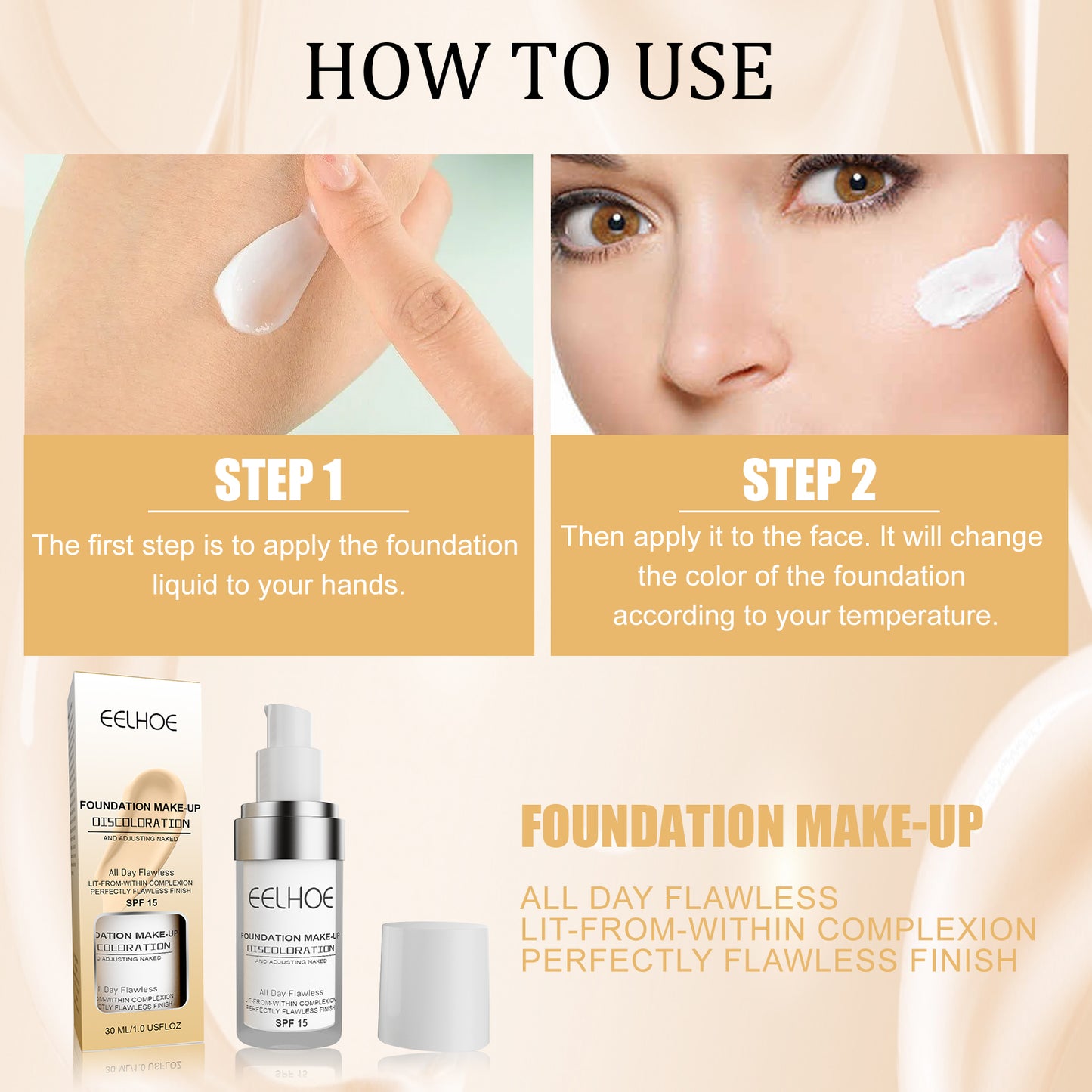 Fifuroes Concealer Color Change Liquid Foundation Concealer Long-Lasting Moisture Moisturizing, Moisturizing, Moisturizing, Warming, Brightening And Clear Complexion