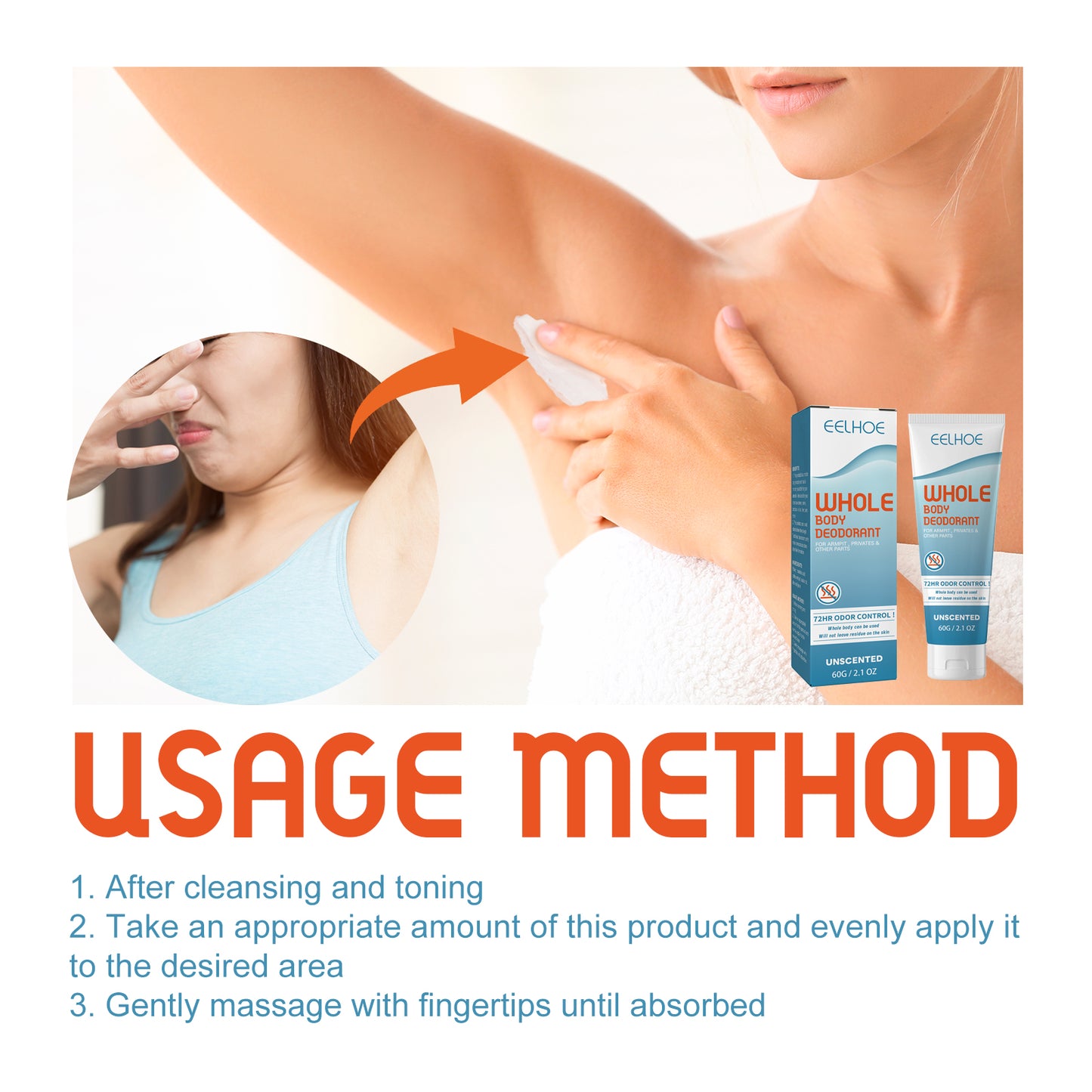 Fifuroes Whole Body Deodorant, Long Lasting Fragrance Clean Body Odor Body Odor Sweat Refreshing Fragrance Care Cream