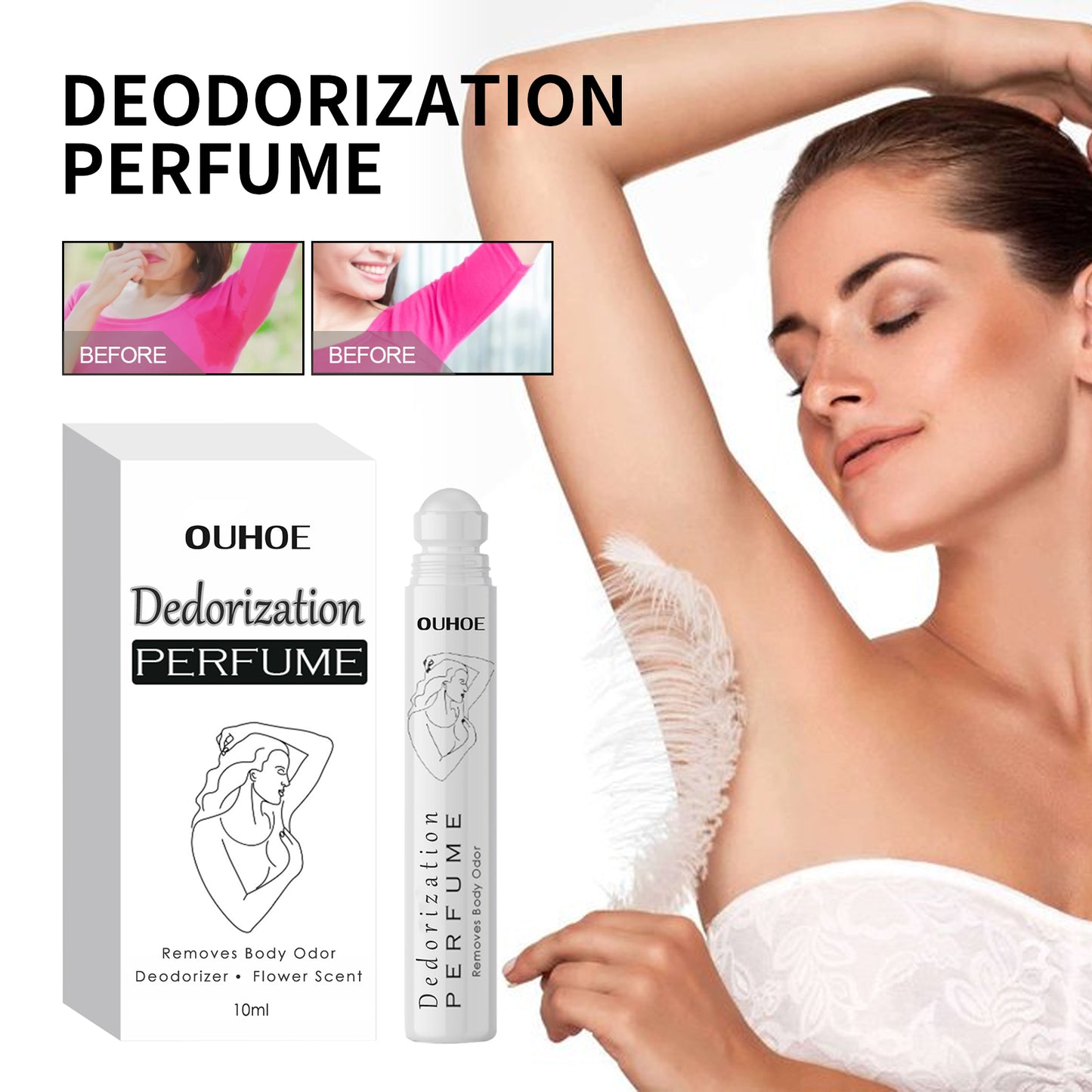 Fifuroes Deodorant Roll-On Perfume, Relives Underarm Body Odor Refreshing Anti-Perspirant Natural Fragrance Portable Perfume