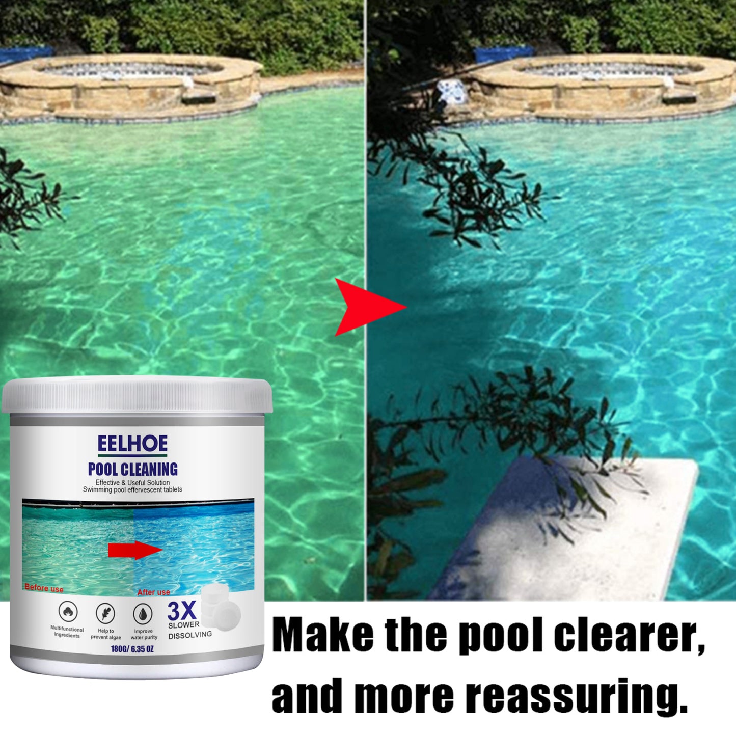 Fifuroes Multifunctional Pool Tub Effervescent Tablets, Water Quality Cleaning Tablets Pool Cleaning Effervescent Tablets