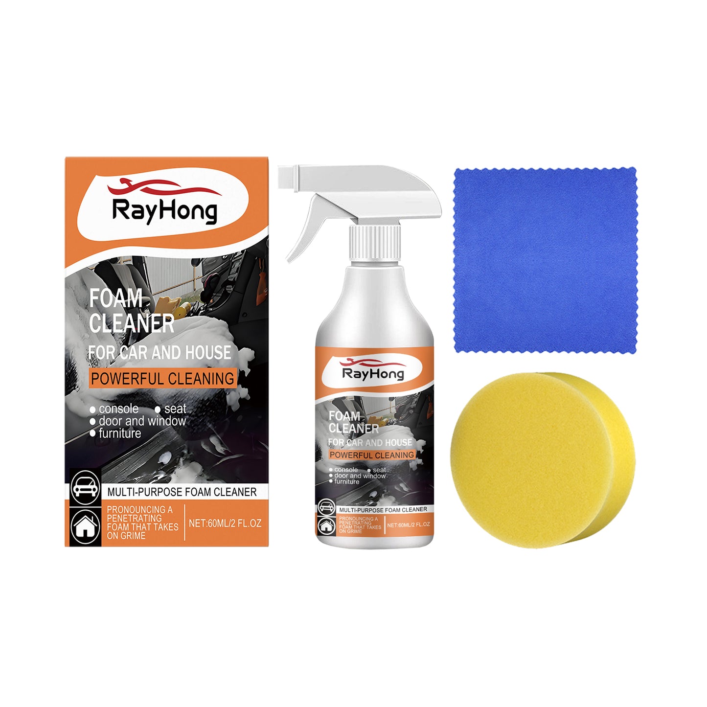 Fifuroes Multi-Purpose Foam Cleaner For Cars, Interior Steering Wheel Plastic Fabric Seat Stain Cleaner