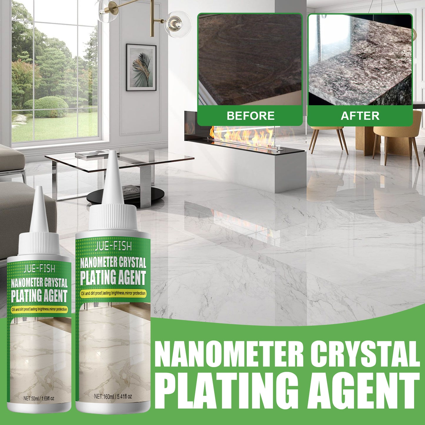 Fifuroes Stone Crystal Plating Agent, Marble Polishing Nano Crystalline Liquid Tile Scratches Repair Brightening Reduction