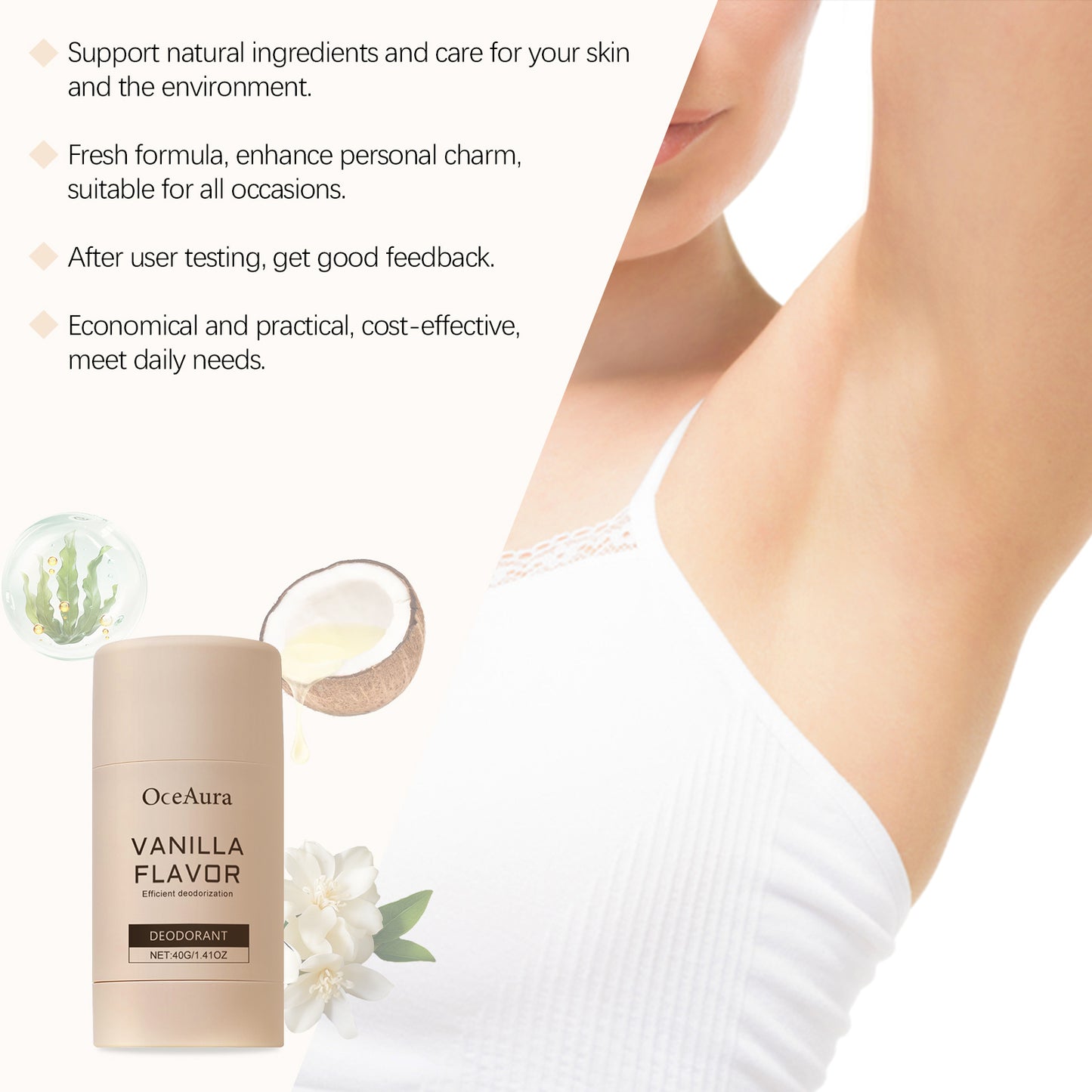 Fifuroes Vanilla Body Fragrance Bar Naturally Fresh Floral Scent To Reduce Body Odor Clean Refreshing Axillary Bar