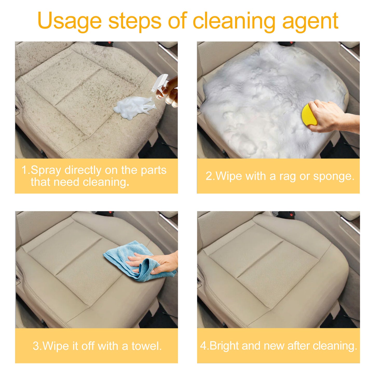 Fifuroes Car Interior Foam Cleaner, Wash Free Decontamination Seat Ceiling Instrument Panel Foam Cleaner