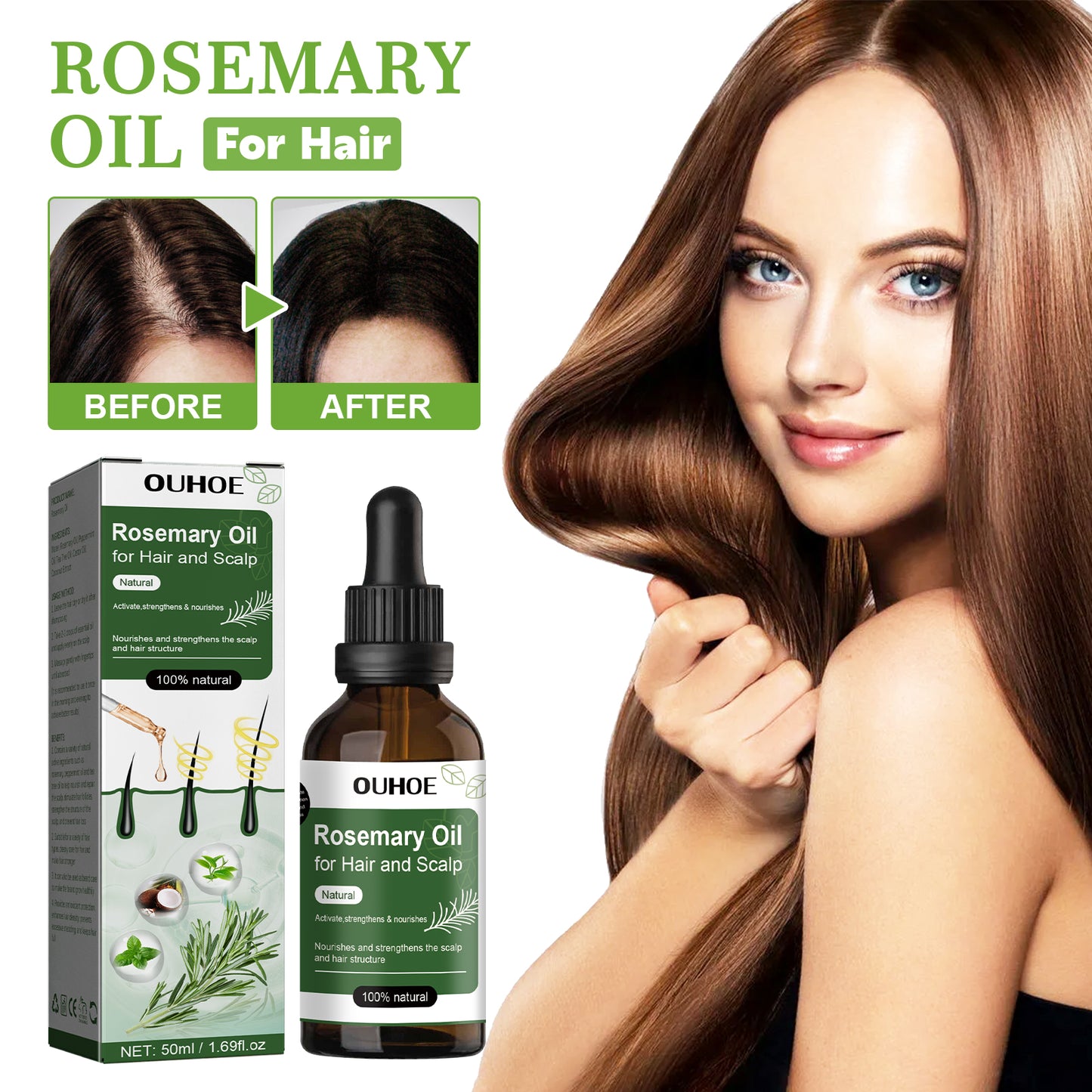 Fifuroes Hair Care Rosemary Oil, Anti-Loss Hair Nourish And Strengthen Hair Care Essential Oil