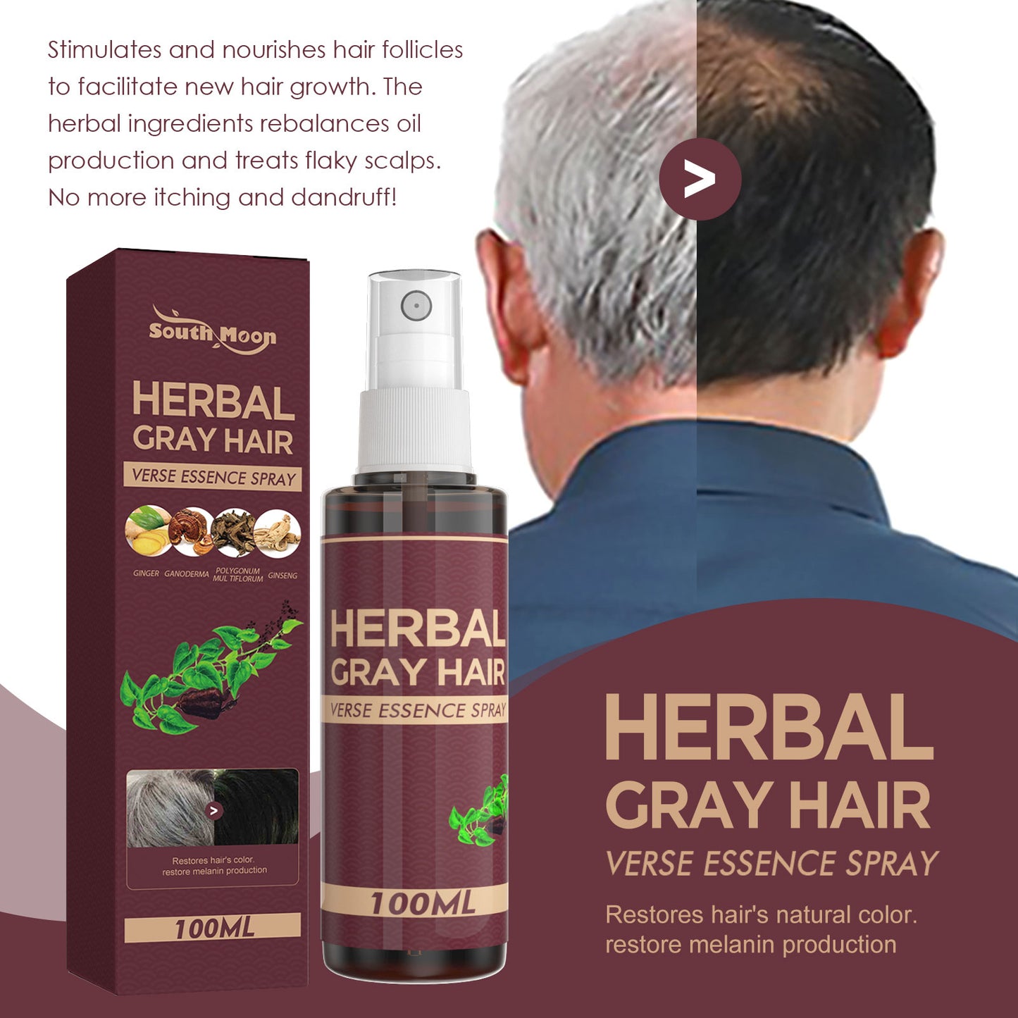 Fifuroes Herbal Black Hair Liquid Polygonum Multiflorum Herb Essence Moisturizing Black Hair Conditioner