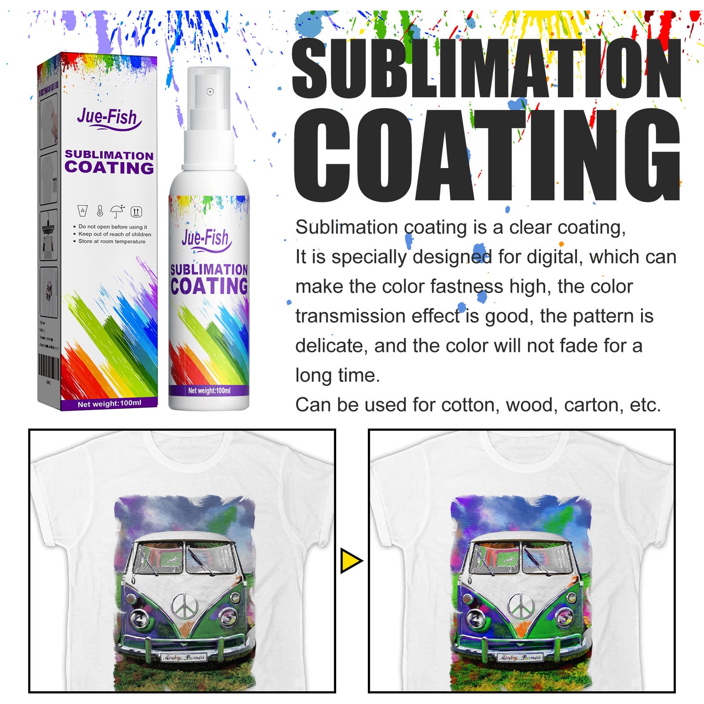 Fifuroes Sublimation Coating Spray Clothing Hot Drawing Heat Transfer Printing Wear-Resistant Stain Resistant Multi-Purpose Adhesion