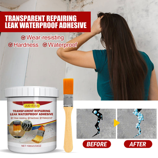 Fifuroes Transparent Leak Repair Waterproof Glue, Free Smashing Brick Toilet Kitchen Floor Tile Paint Waterproofing Agent