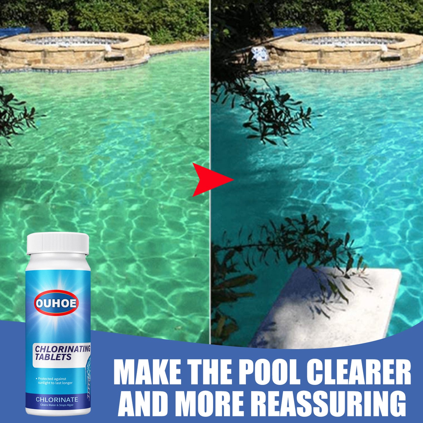 Fifuroes Pool Cleaning Tablet, Swimming Pool Effervescent Tablet Decontamination Cleaning Tablet Multifunctional Cleaning Tablet