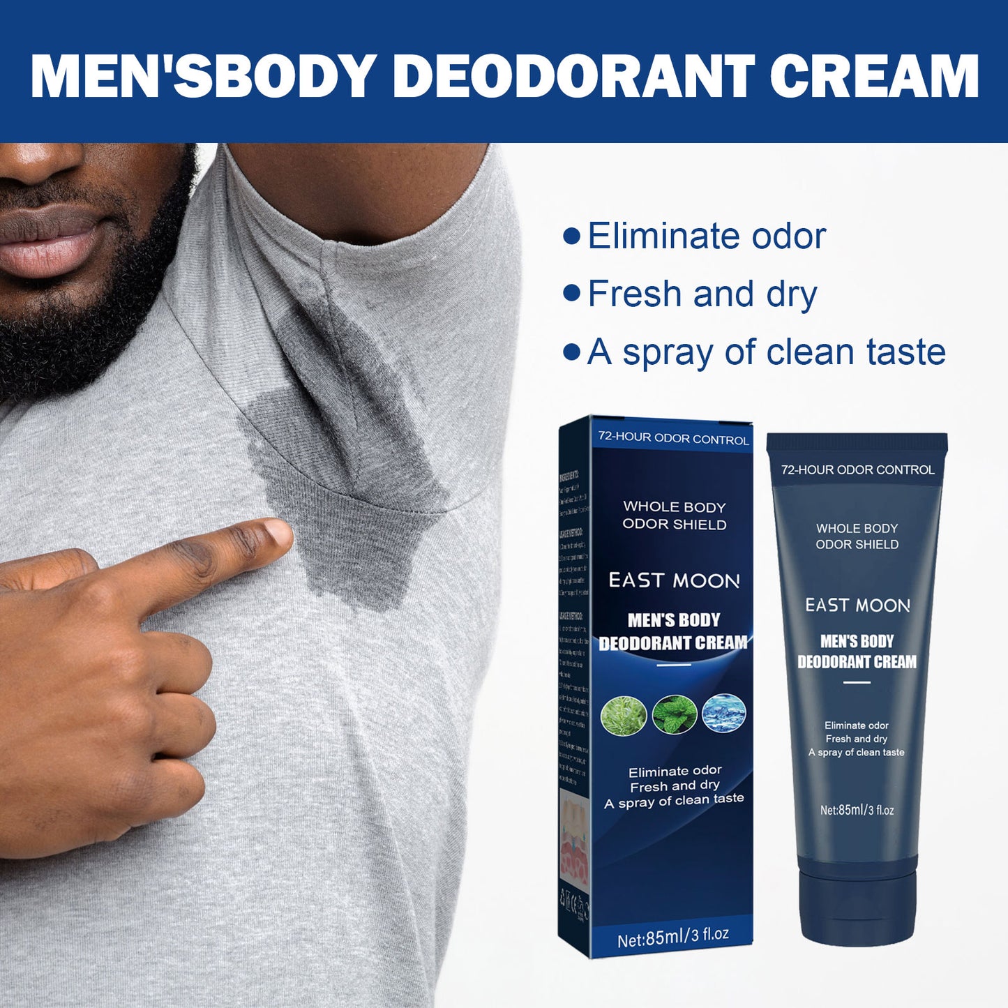 Fifuroes Men's Body Deodorant Cream, Gentle Body Deodorant Cream For Men's Body Care