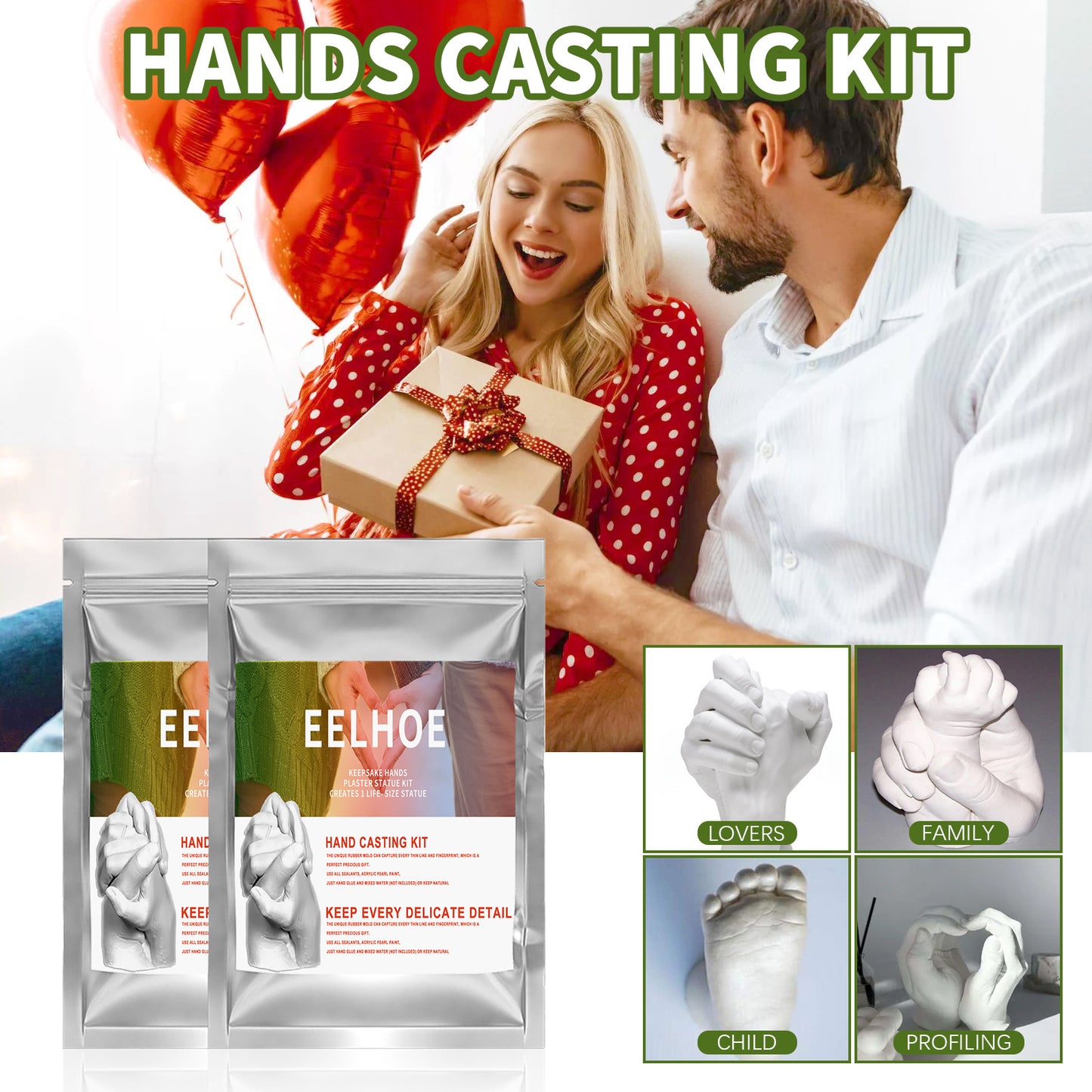 Fifuroes Hands Casting Kit, Baby Three-Dimensional Hands And Feet Model Making Materials For Valentine's Day Gifts