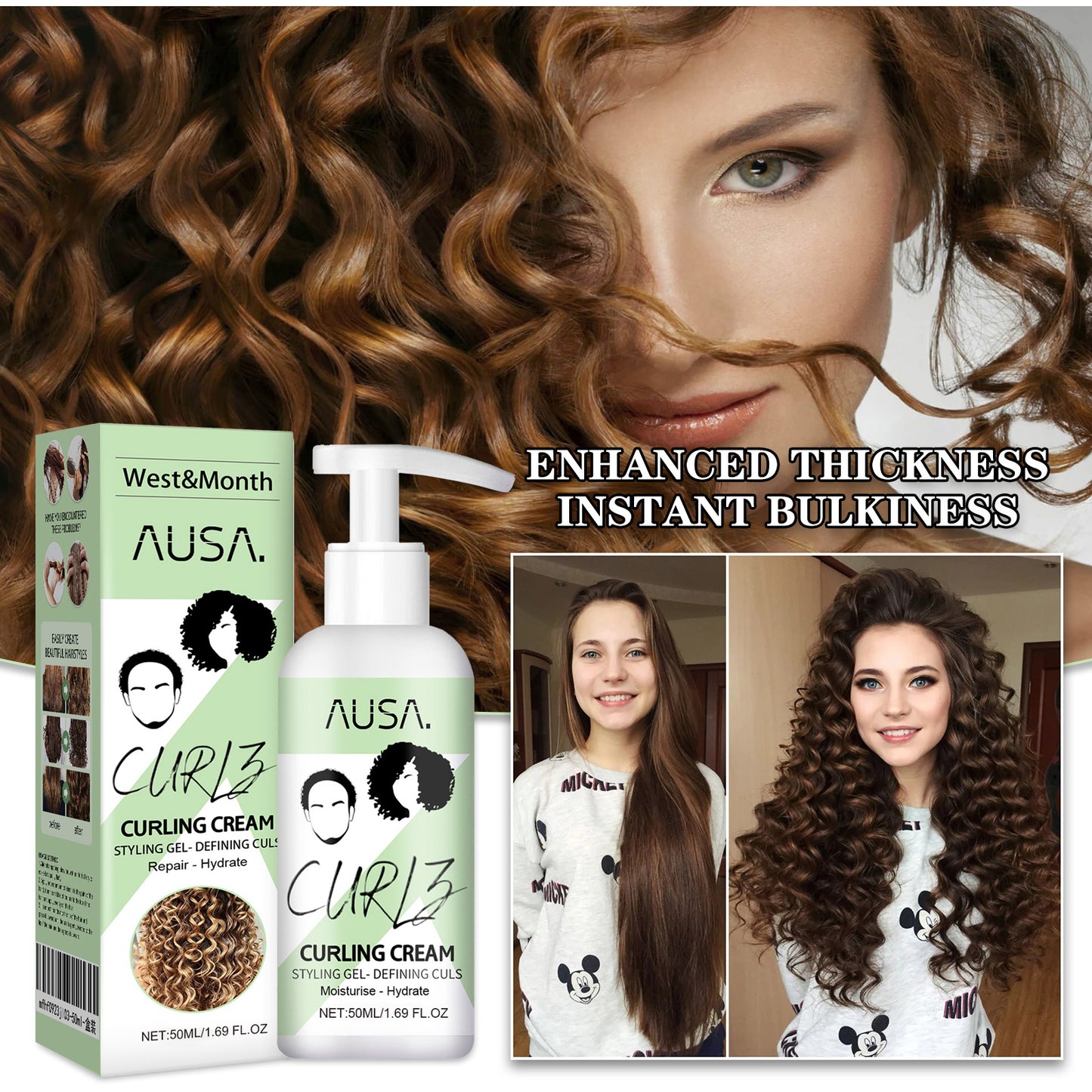 Fifuroes Curly Hair Elastin, Moisturizing Curly Hair Styling Fluffy Elastic Strong Hair Smoothing Frizz And Hair Care