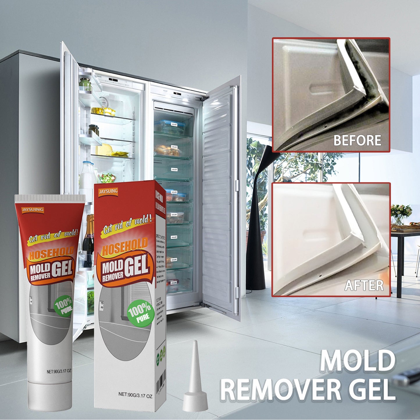 Fifuroes Wall Mold Removal Gel, Wall Wall Bathroom Kitchen White Mold Removal Gel
