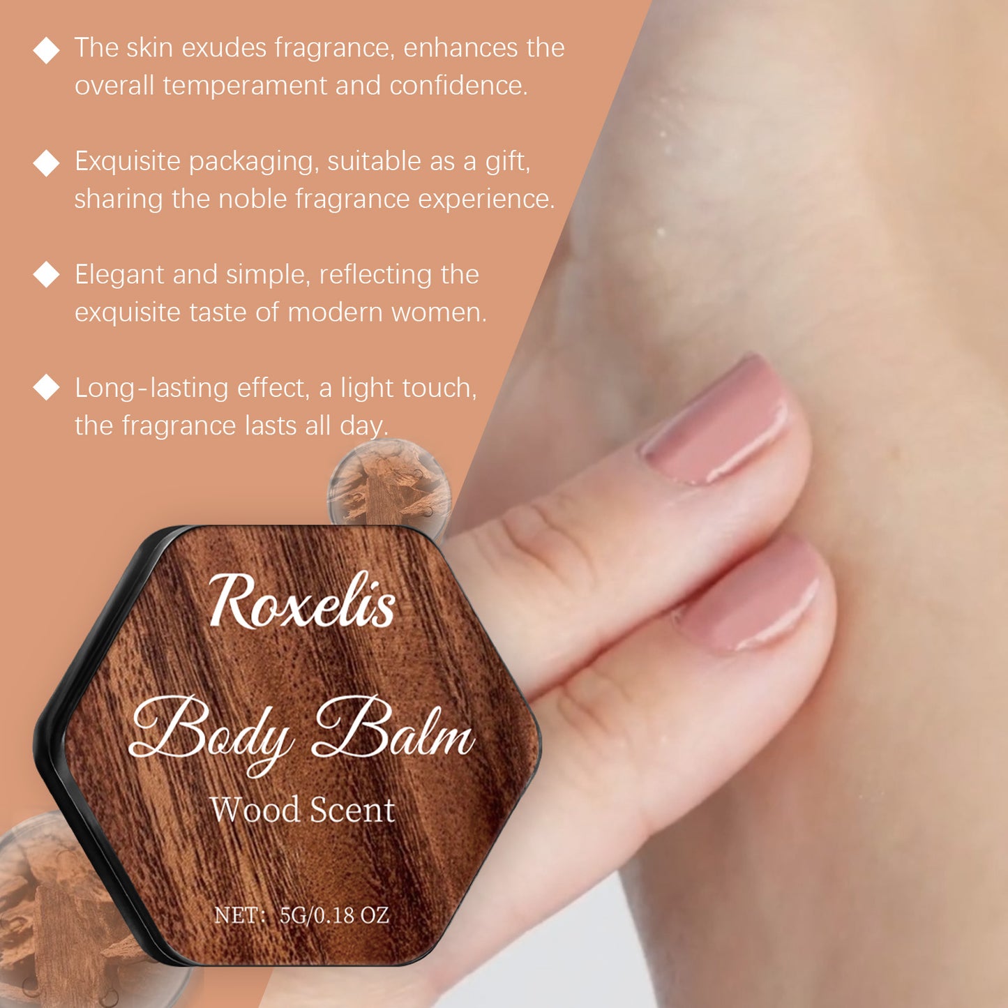 Fifuroes Wood Balm Elegant Light Fragrance Refreshing Non-Sticky Lasting Fragrance Portable Charm Pocket Perfumed Body Balm