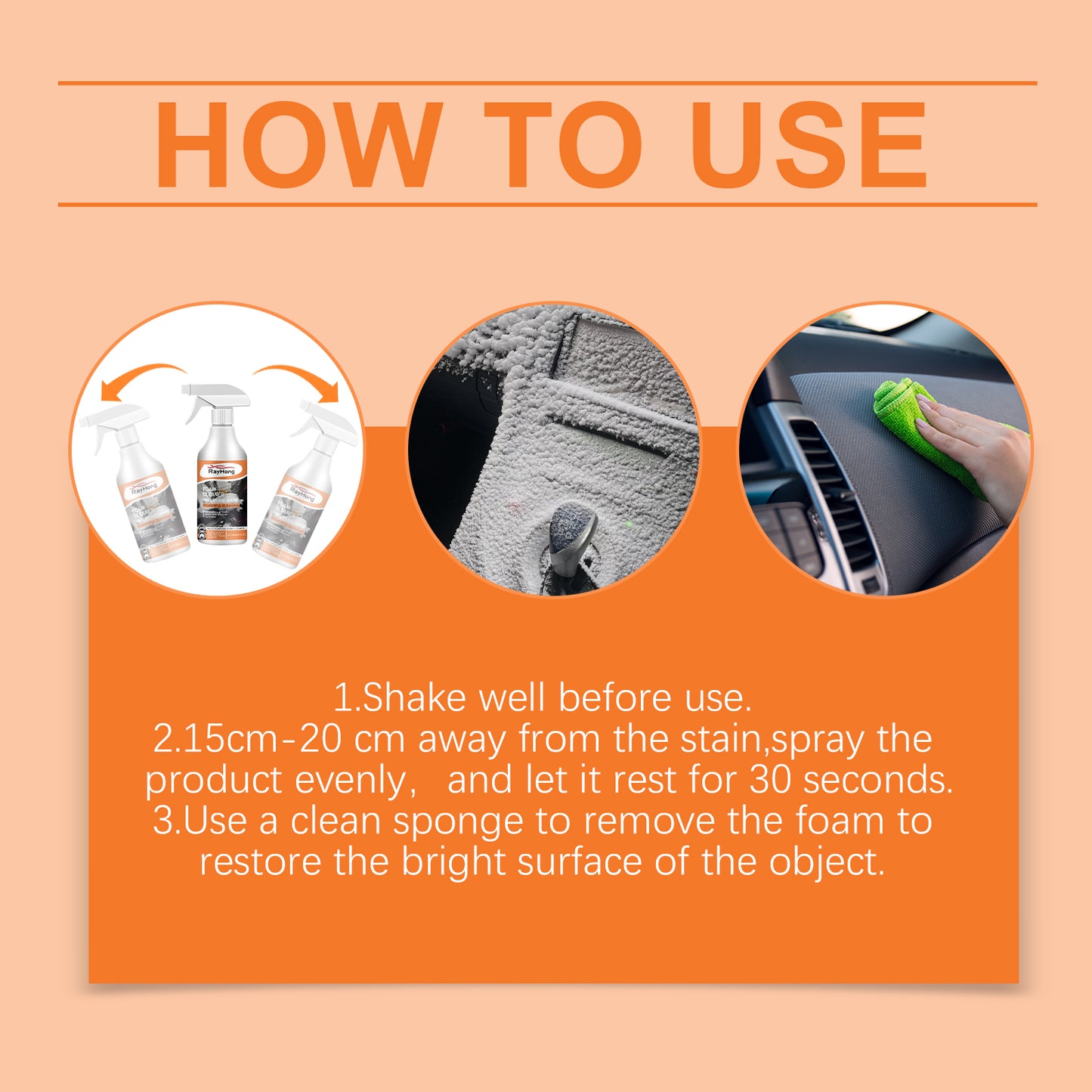 Fifuroes Multi-Purpose Foam Cleaner For Cars, Interior Steering Wheel Plastic Fabric Seat Stain Cleaner