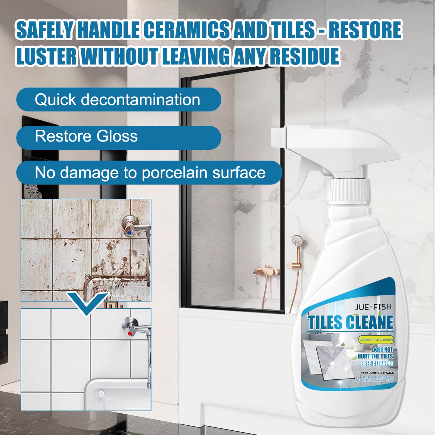Fifuroes Tile Cleaner, Bathroom Tile Floor Marble Bright Strong Dirt Remover
