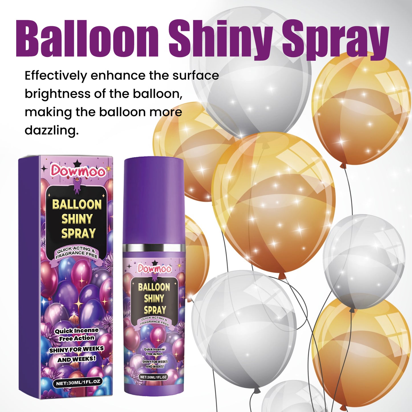Dowmoo Balloon Atmosphere Gloss Spray, Balloon Surface Texture Gloss Anti-Oxidation Lasting Shine Spray
