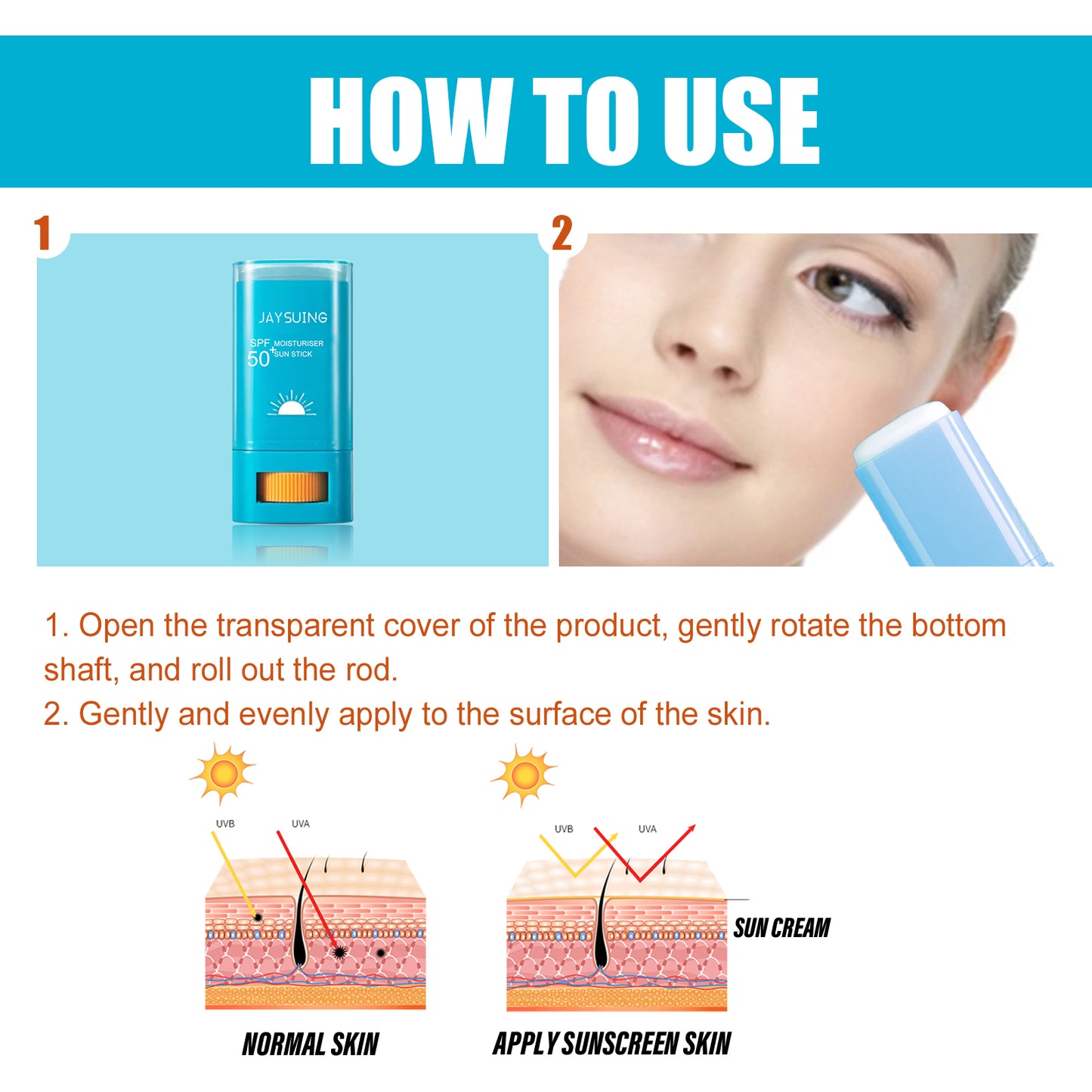Fifuroes Moisturizing Protection Stick, Protection Refreshing Waterproof Anti-sweat Anti-UV Cream