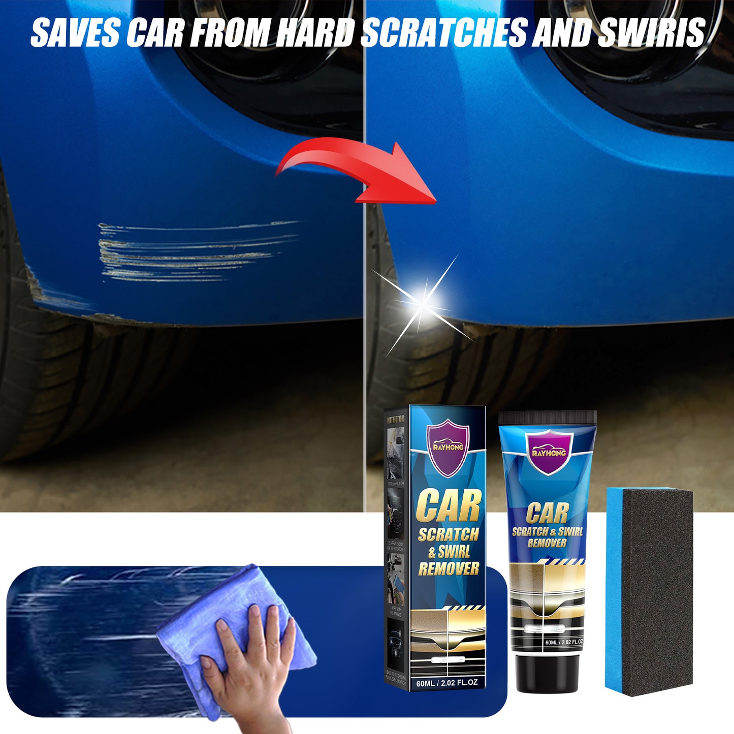 Fifuroes Car Scratch Repair Cream, Car Maintenance Refurbishment Paint Scratches Scratches Polishing Paint Repair Paste