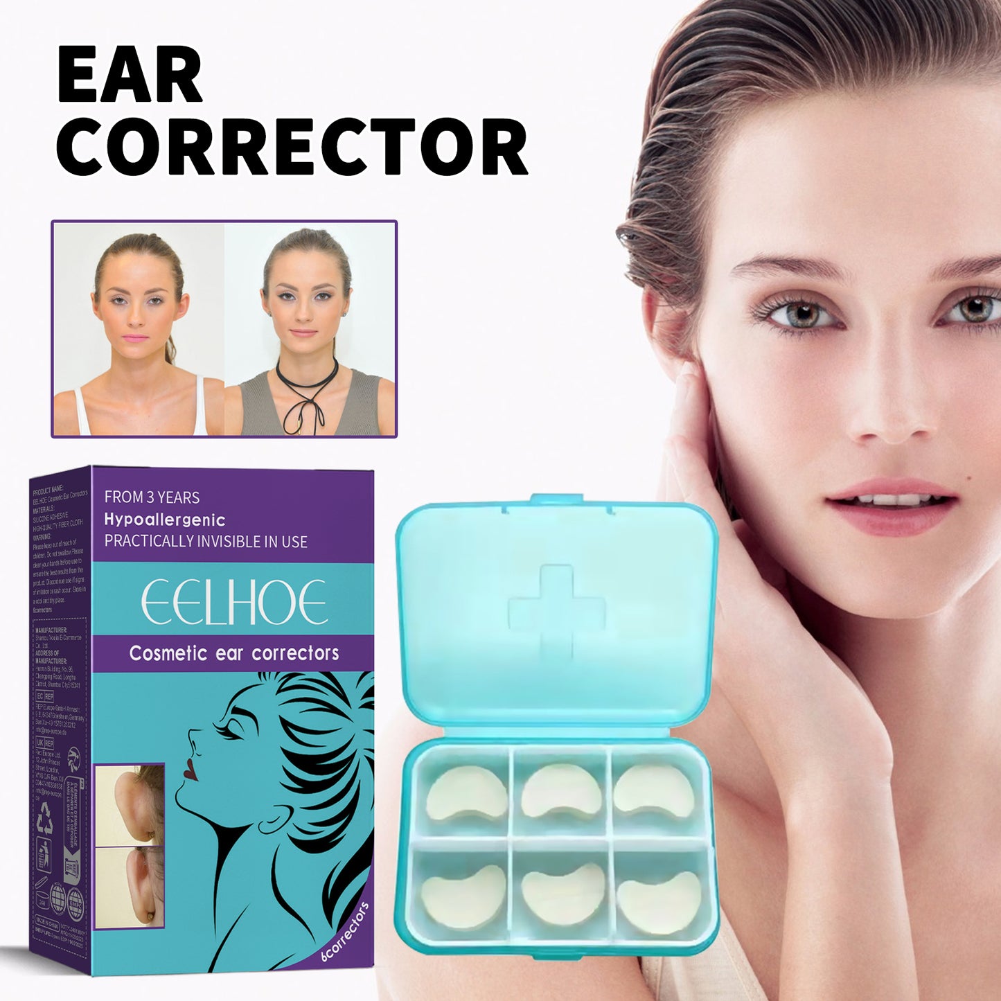 Fifuroes Cosmetic Ear Correctors, Ear Display Small Support Corrects Flapper Ear Pinna Shape Waterproof Ear Stickers