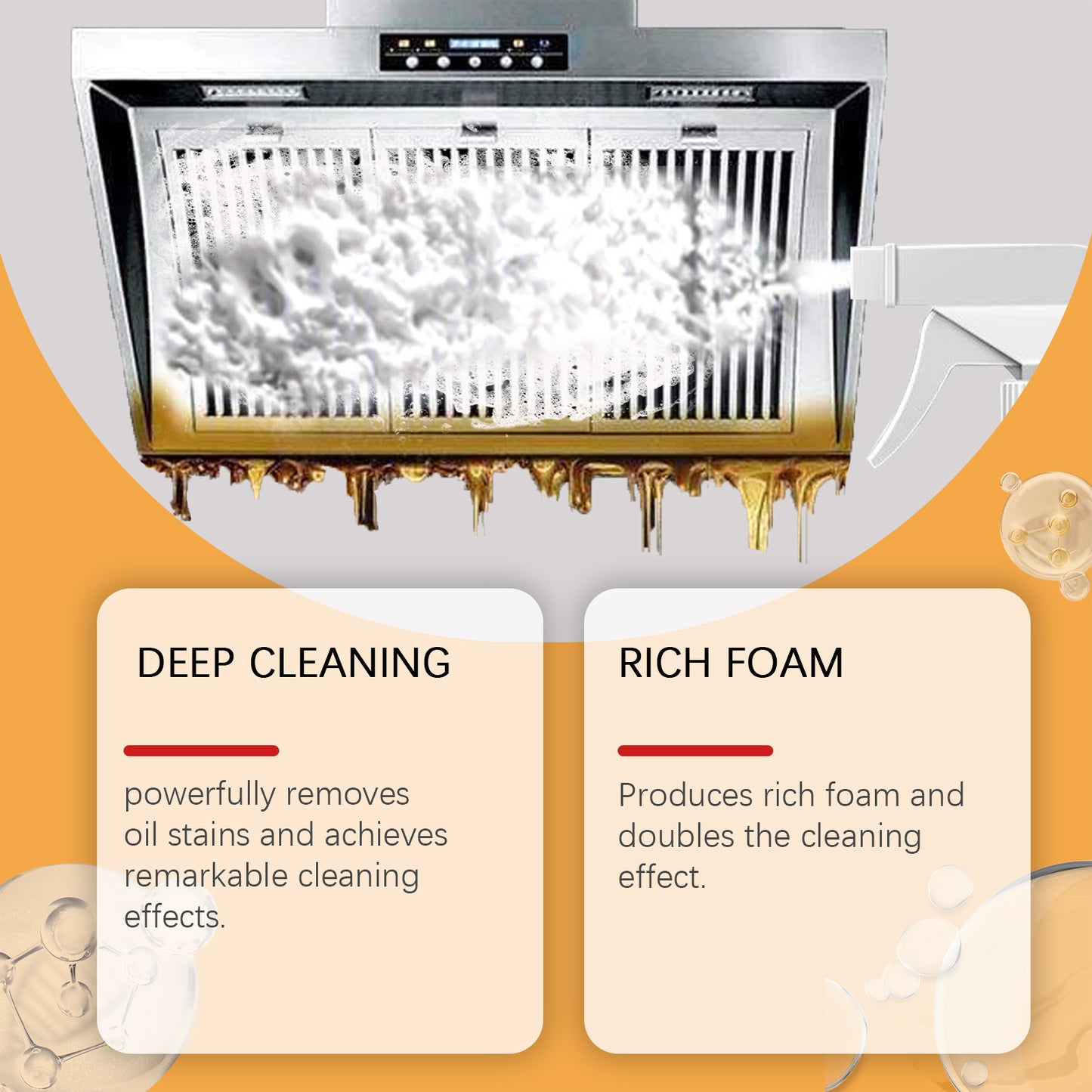 Fifuroes Kitchen Foam Cleaner, Household Kitchen Hood Heavy Oil Foam Cleaner Oil Clean