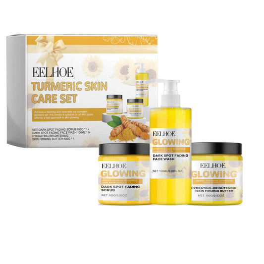 Fifuroes Turmeric Skin Care Set Hydrating Moisturizing Cleanser Refreshing Oil Control Subtle Lines Nourishing Cleansing Set