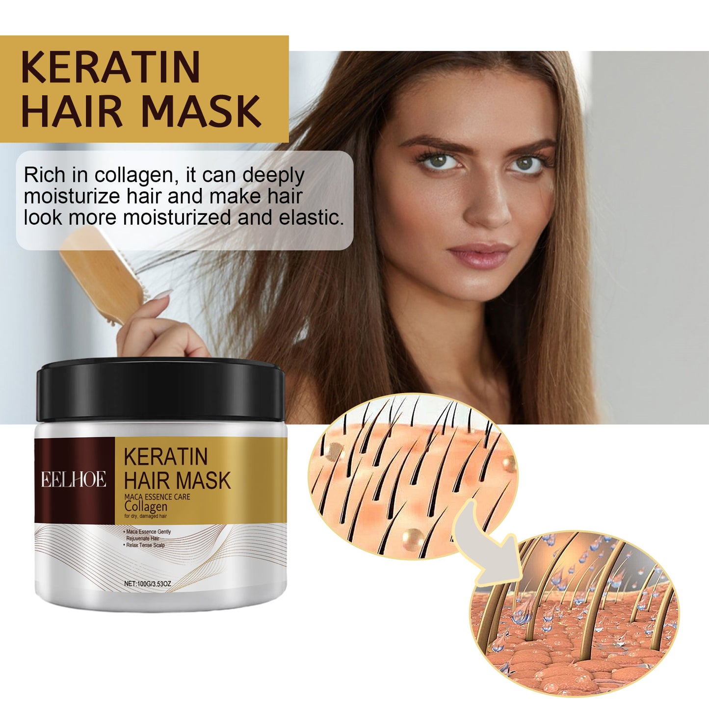Fifuroes Repair Moisturizing Hair Mask Deep Moisturizing Repair Damaged Hair Dry Split Knot Hair Mask