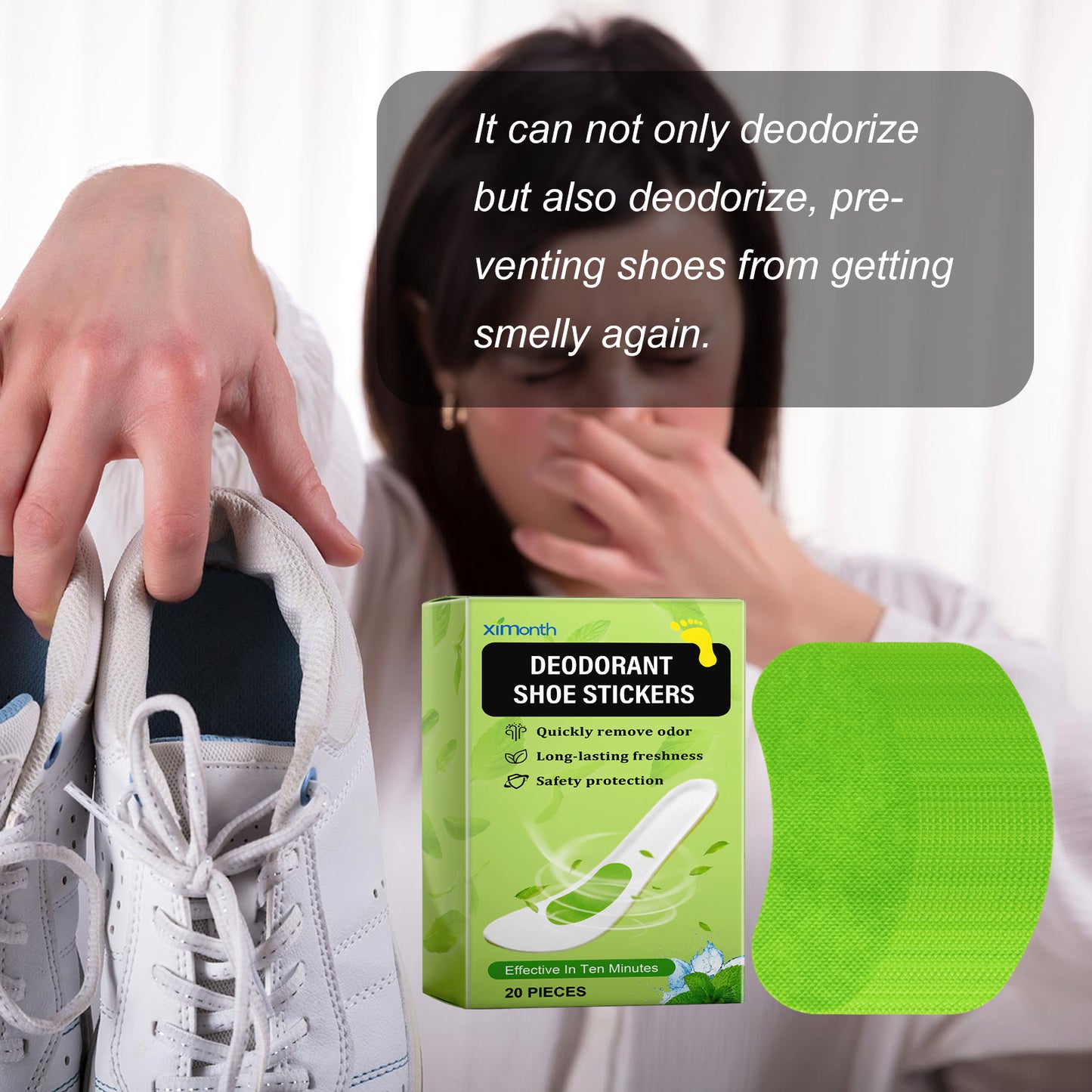 Fifuroes Deodorant Shoe Stickers, Deodorant Sports Breathable Deodorant Absorbent Comfortable Refreshing Invisible Deodorant Insoles