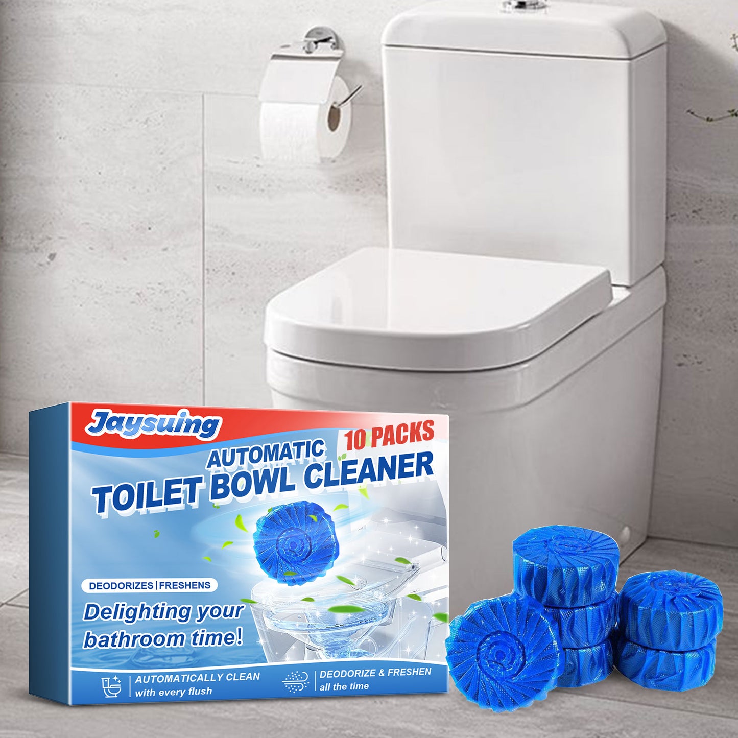 Fifuroes Automatic Toilet Bowl Cleaner, Household Descaling Deodorizing Deodorizing Odors Fresh Toilet Cleaning Block