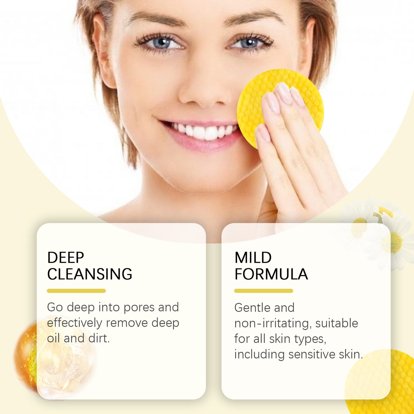 Fifuroes Turmeric Acid Cleansing Pad Facial Daily Cleansing Gentle Skin Care Moisturizing Skin Brightening Cleanser