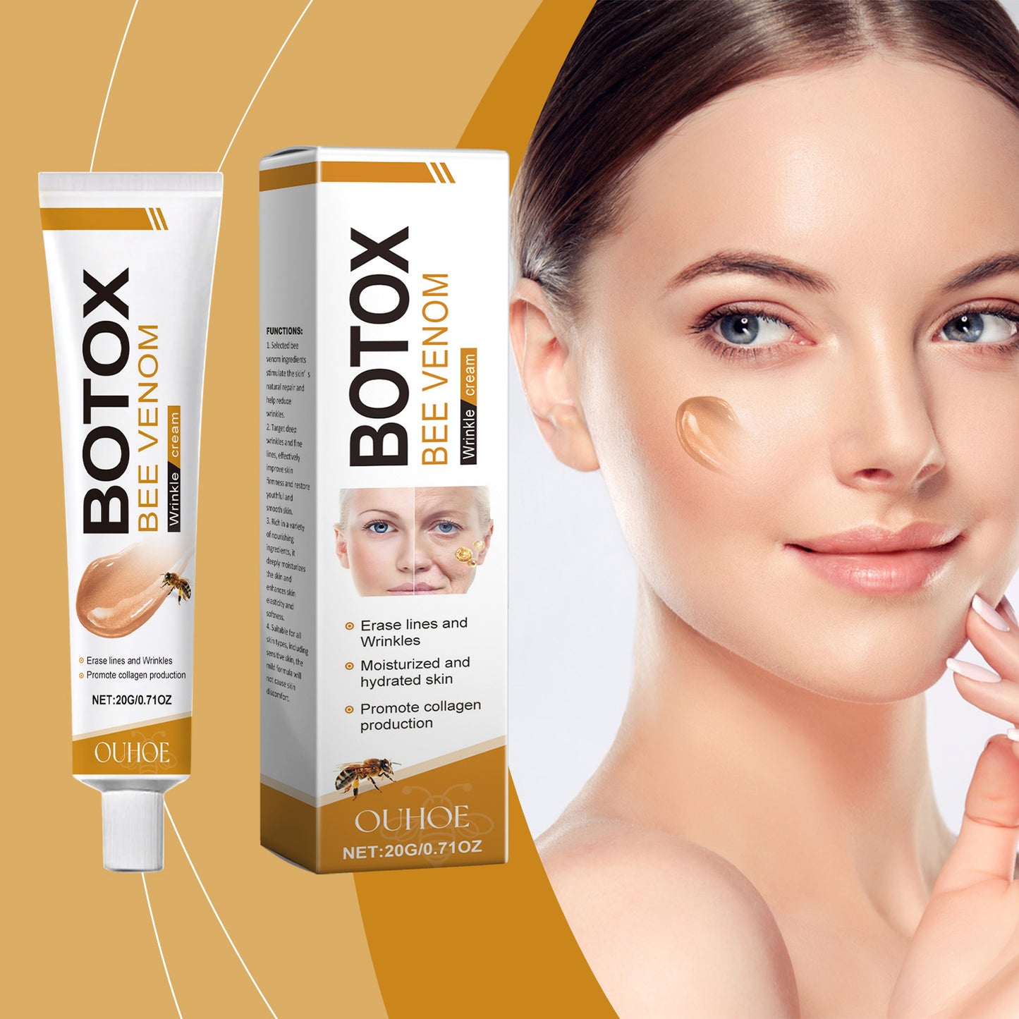 Fifuroes Bee-Venom Facial Cream, Gentle Moisturizing And Brightening Skin Delicate Delicate Skin Care Cream